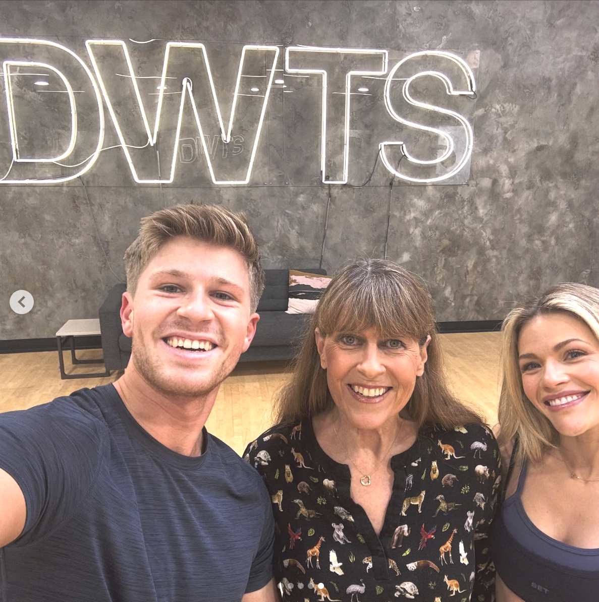 Robert and Terri Irwin with Witney Carson during "Dancing With The Stars" rehearsals, posted on October 12, 2025. | Source: Instagram/robertirwinphotography