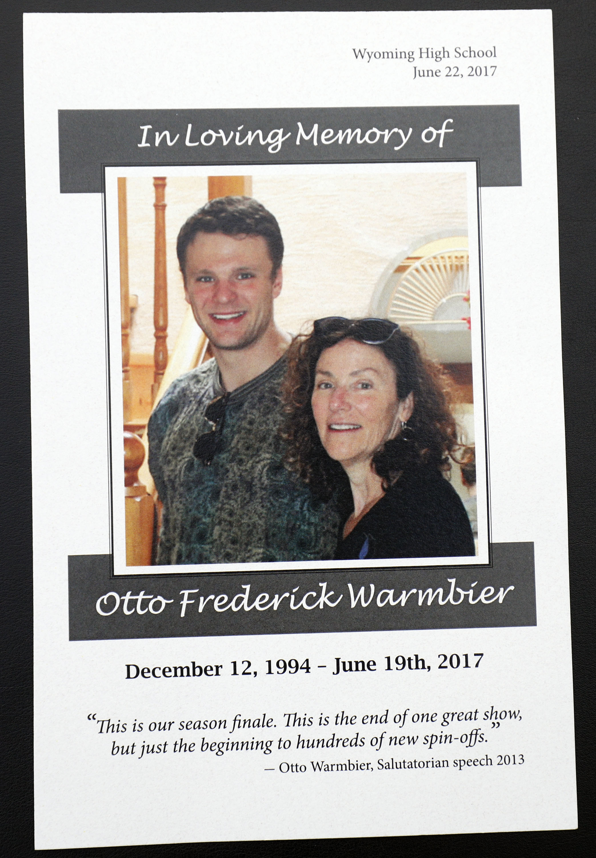 The memorial program for the funeral of Otto Warmbier | Source: Getty Image/ Global Images Ukraine