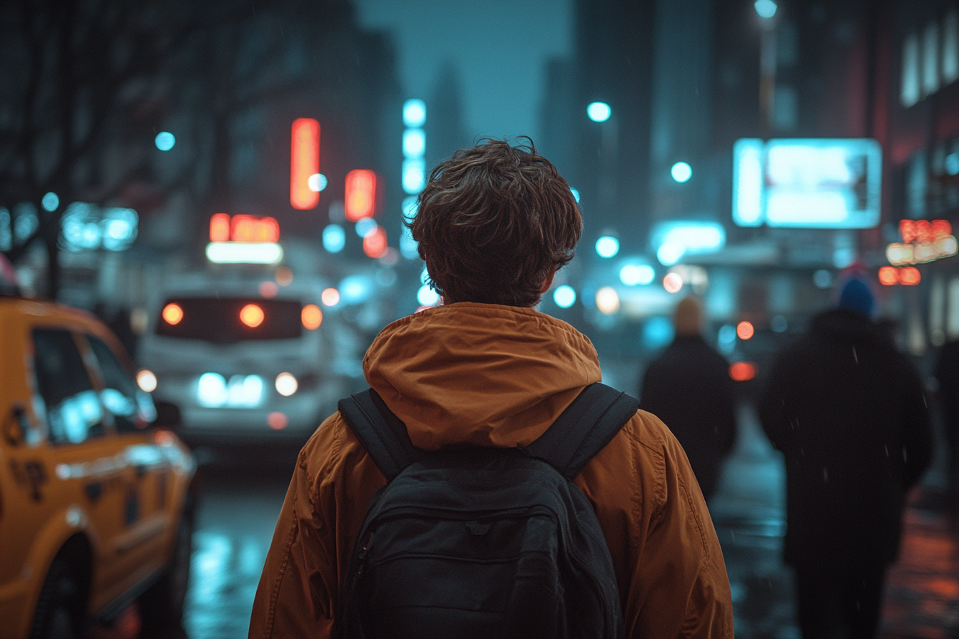 A boy walking on a street | Source: Midjourney