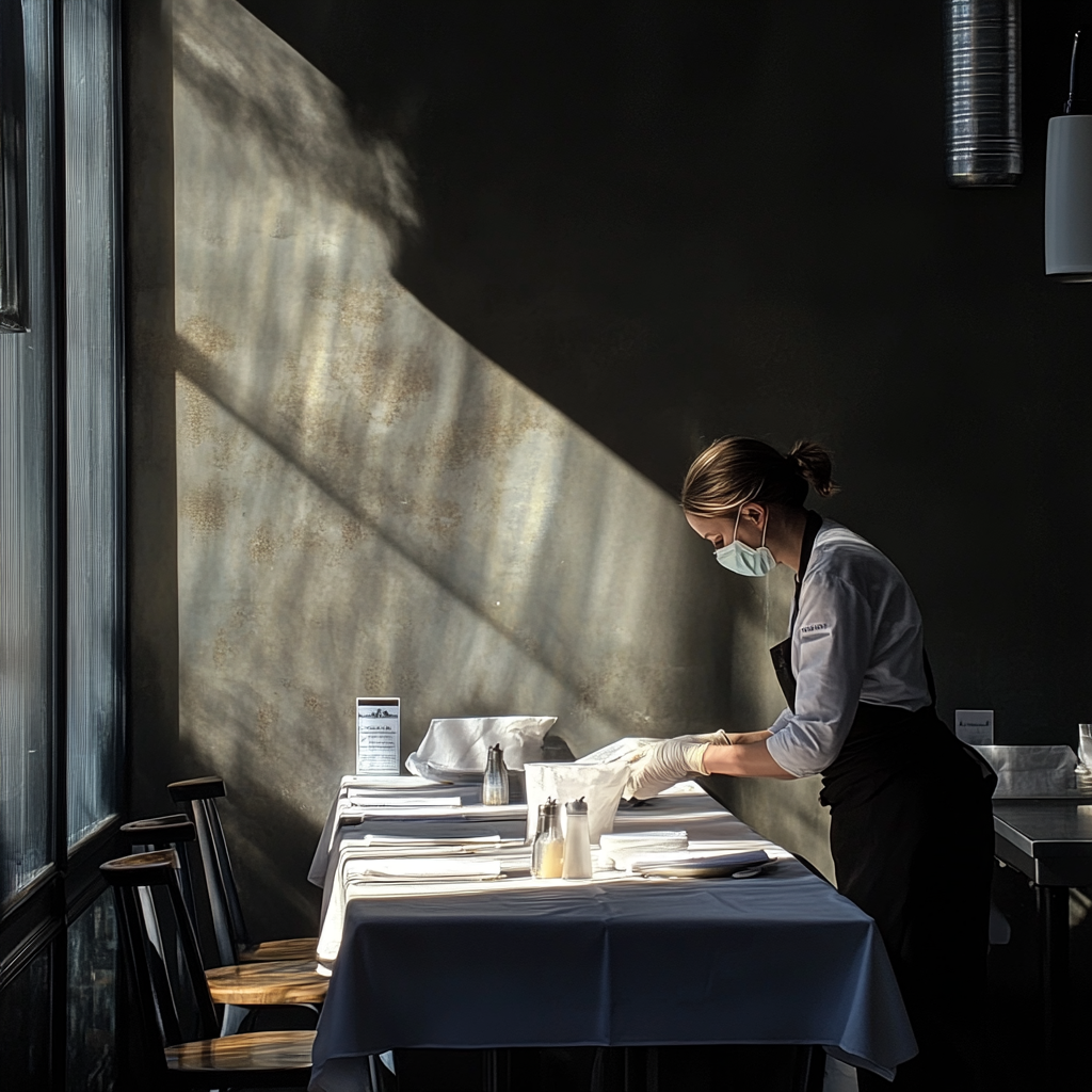 Waitress cleaning tables | Source: Midjourney