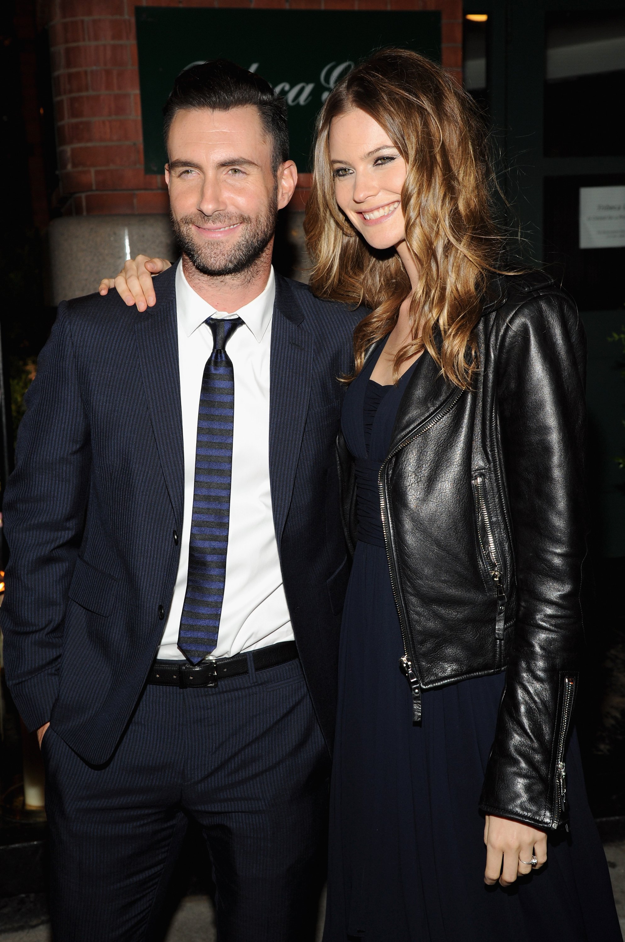 Adam Levine and Behati Prinsloo at the CHANEL Dinner in honor of the 2014 Tribeca Film Festival closing night film 'Begin Again' at Tribeca Grill on April 26, 2014 in New York City | Photo: Getty Images