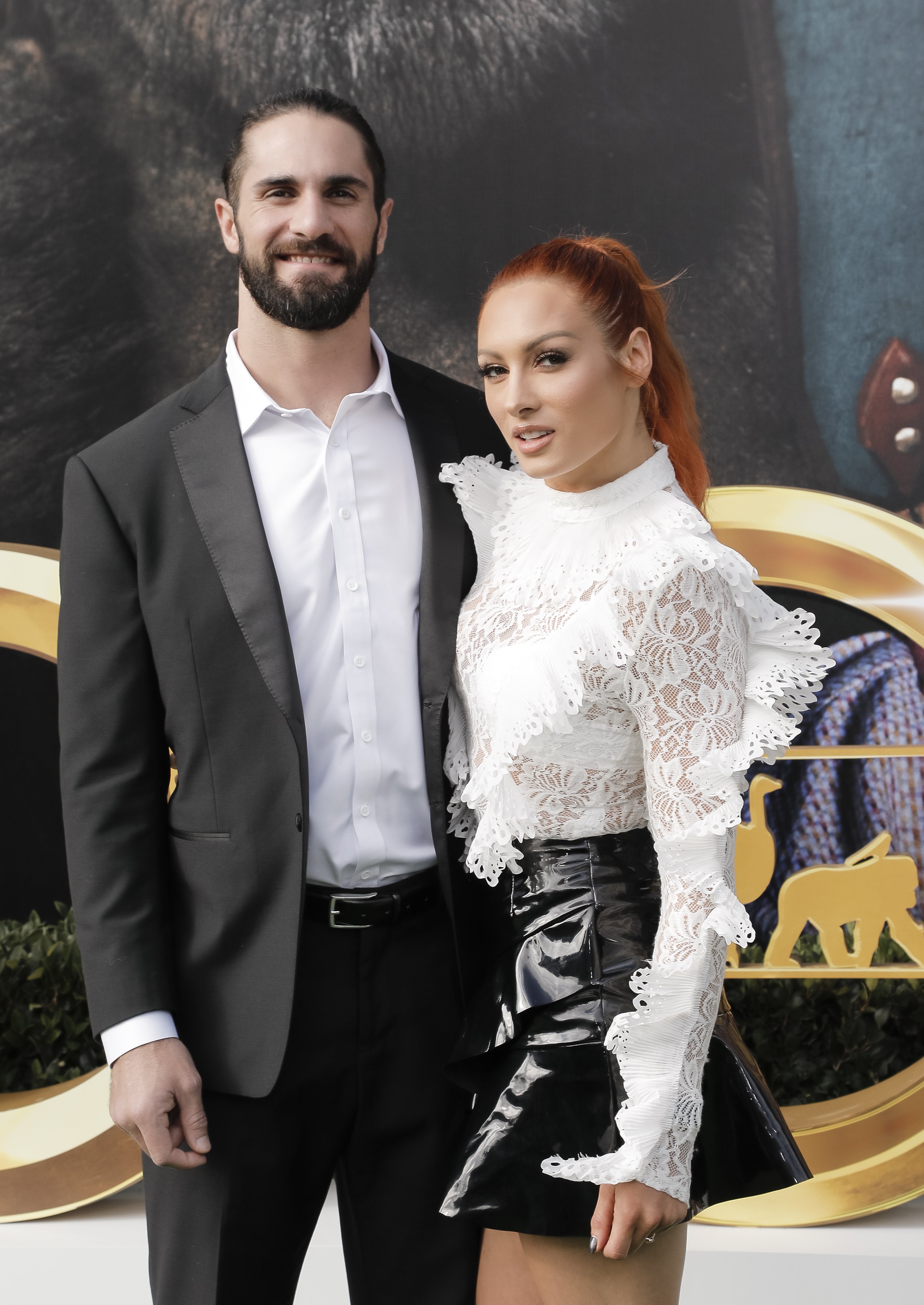 Seth Rollins and Becky Lynch at the "Dolittle" premiere hosted at Regency Village Theatre in Westwood, California on January 11, 2020. | Source: Getty Images