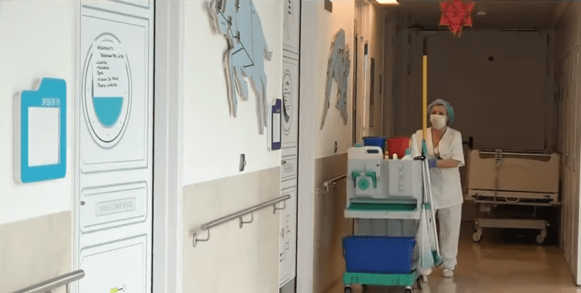 Personal de limpieza hospitalaria. │Foto: YouTube / laSexta Noticias