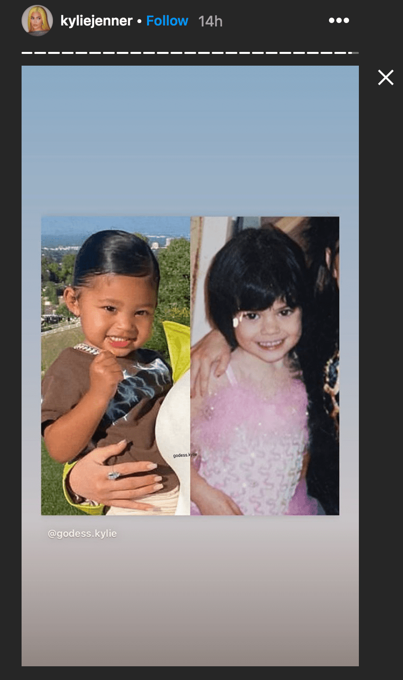 Kylie Jenner shared a side by side photo of herself and daughter Stormi Webster at the same age | Source: Instagram.com/kyliejenner