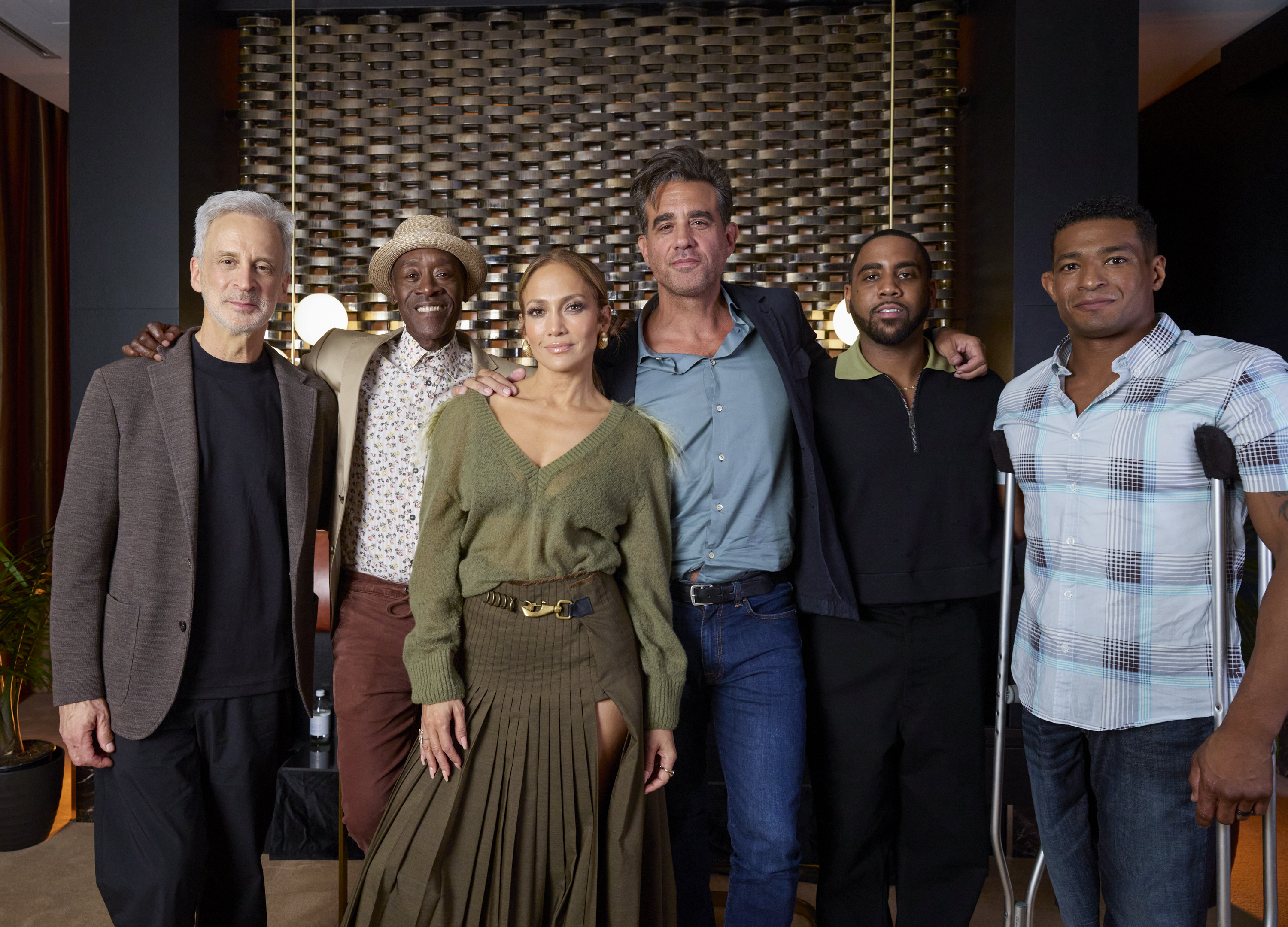 William Goldenberg, Don Cheadle, Jennifer Lopez, Bobby Cannavale, Jharrel Jerome and Anthony Robles posing for a picture during the Toronto International Film Festival in Toronto, Canada on September 7, 2024 | Source: Getty Images