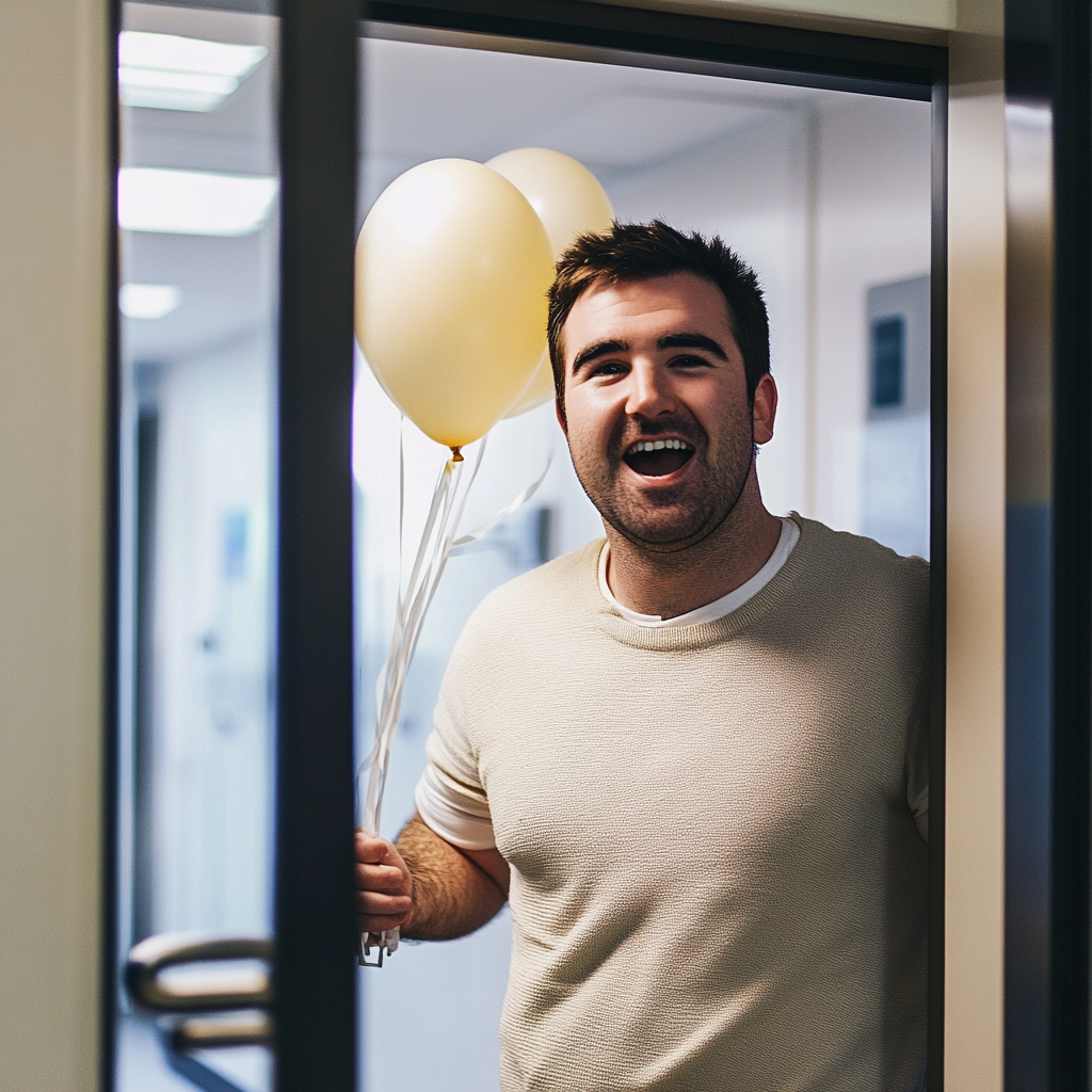 A man holding balloons | Source: Midjourney