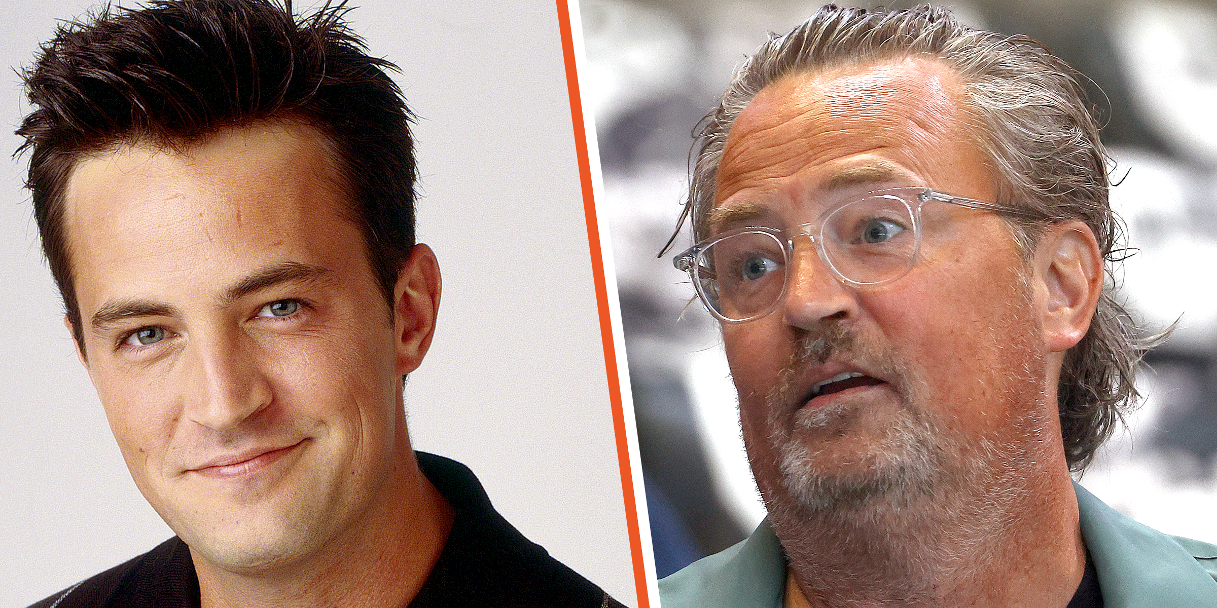 Matthew Perry as Chandler Bing. | Matthew Perry, 2023. | Source: Getty Images