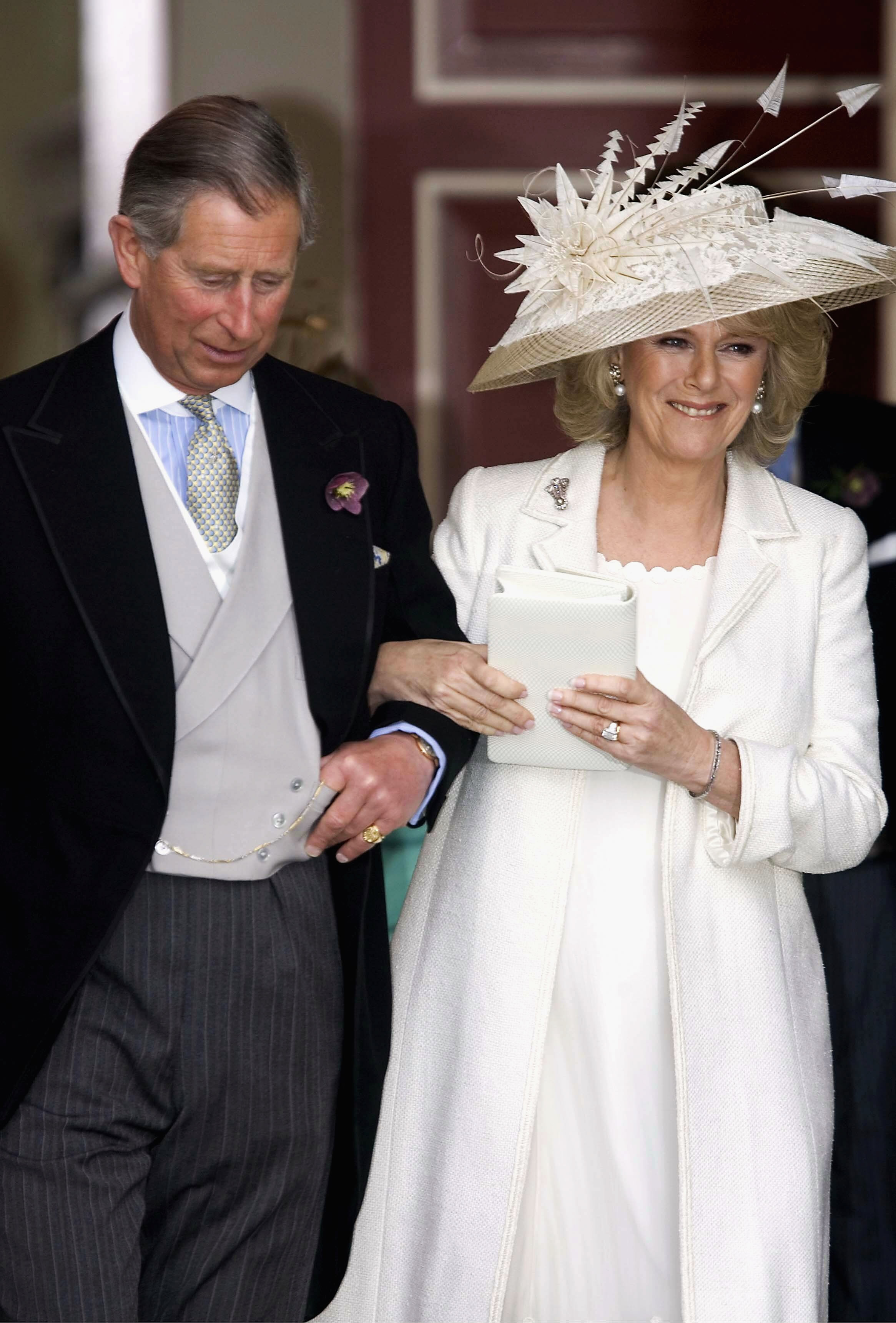 King Charles and his wife Camilla leave the Civil Ceremony for their marriage at The Guildhall, Windsor on April 9, 2005 in Berkshire, England | Source: Getty Images