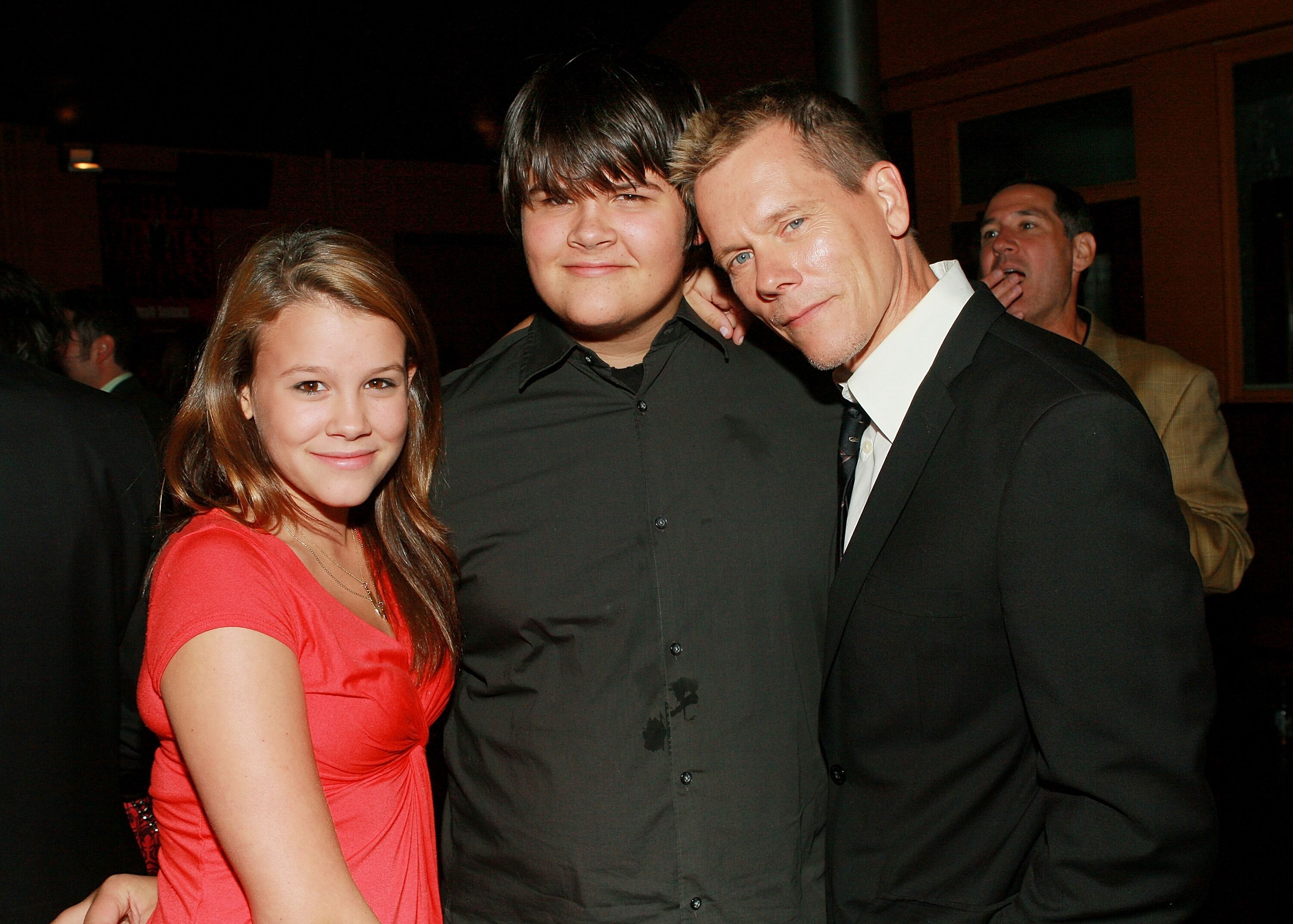 Kevin Bacon and children Sosie and Travis attend the "Death Sentence" premiere | Getty Images