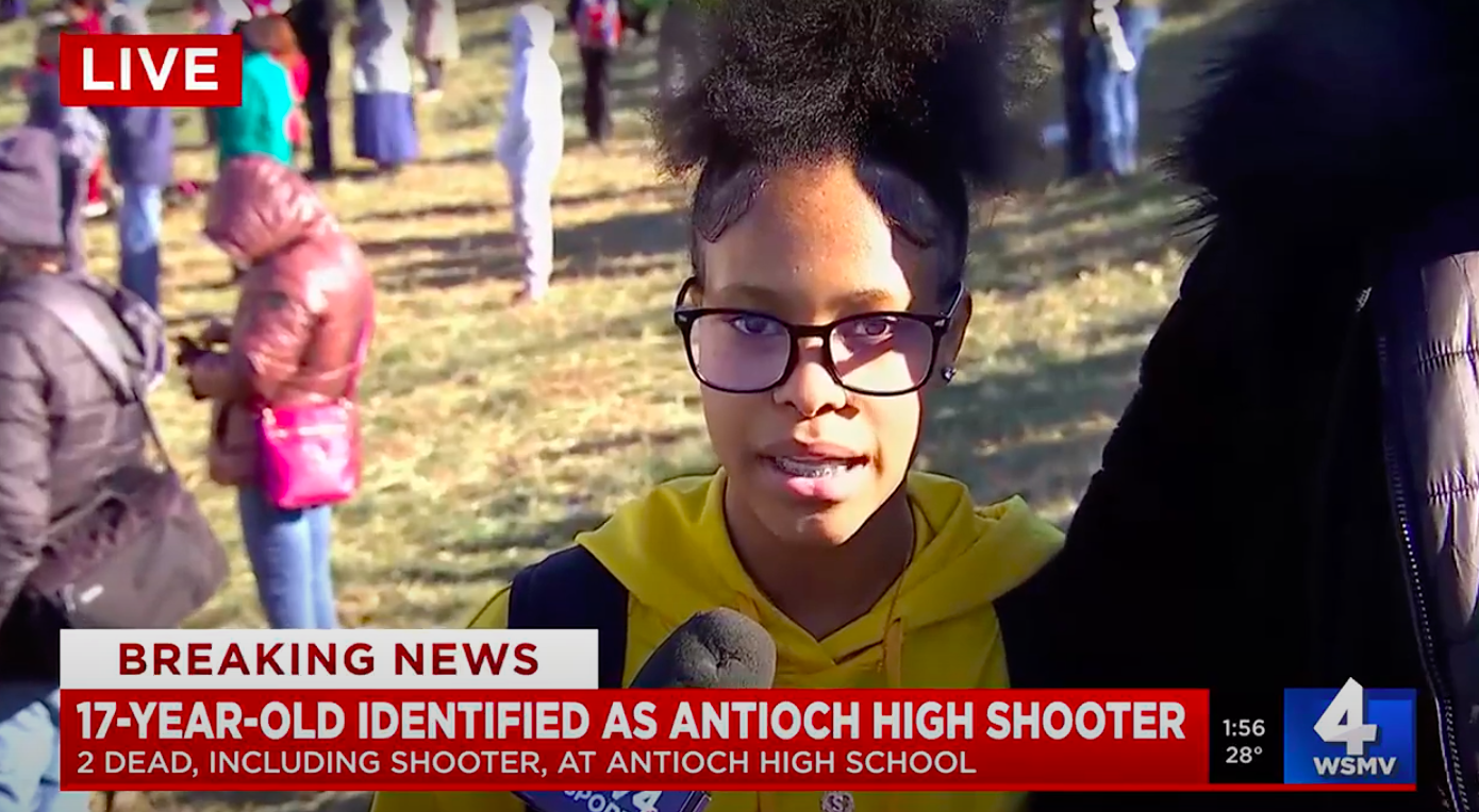 A female student from Antioch High School explaining what she experienced during the shooting, posted on January 22, 2025. | Source: YouTube/WSMV 4 Nashville