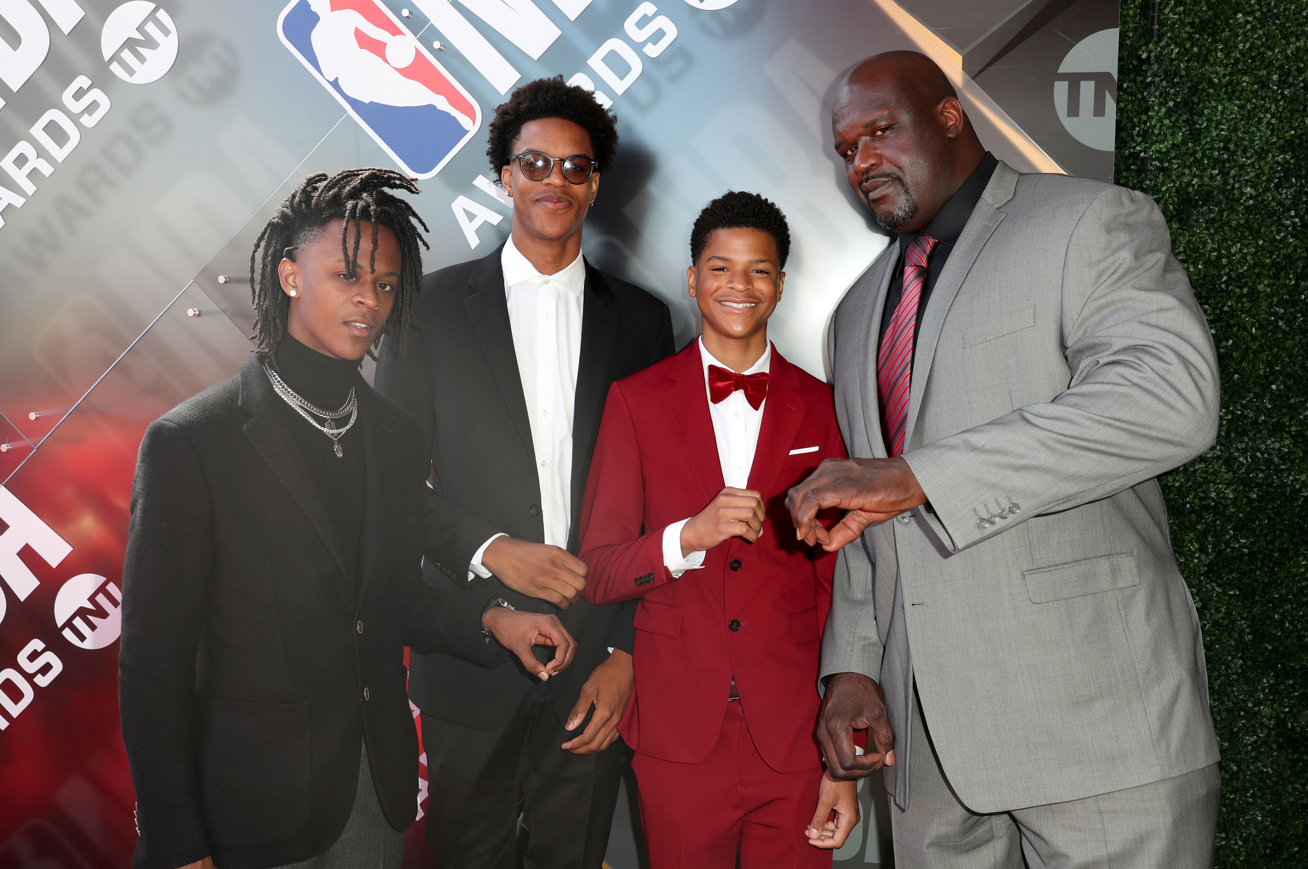 Myles O'Neal, Shareef O'Neal, Shaqir O'Neal, and Shaquille O'Neal attend 2018 NBA Awards at Barkar Hangar on June 25, 2018 in Santa Monica, California. | Source: Getty Images