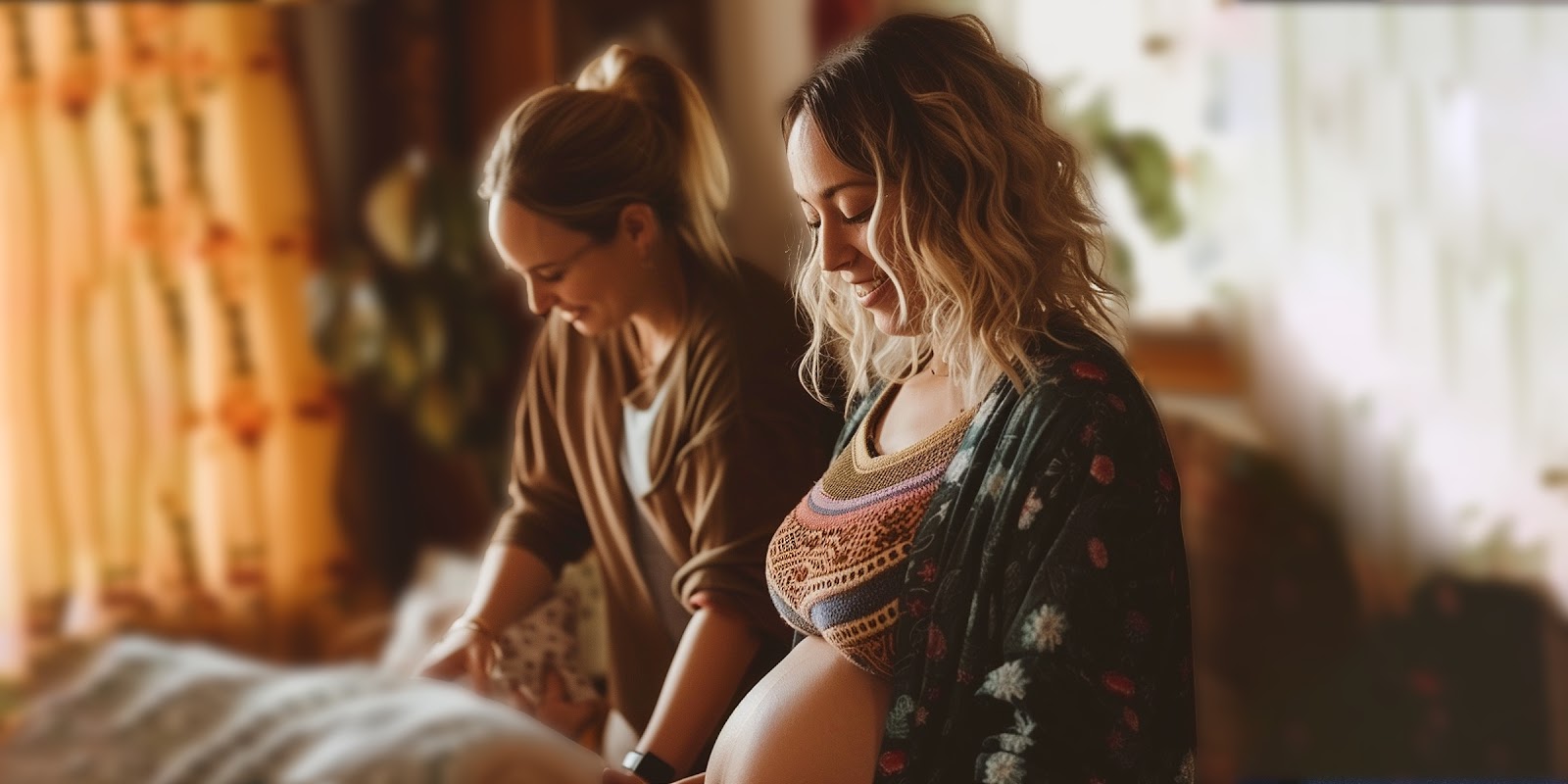 A pregnant woman and doula | Source: Midjourney