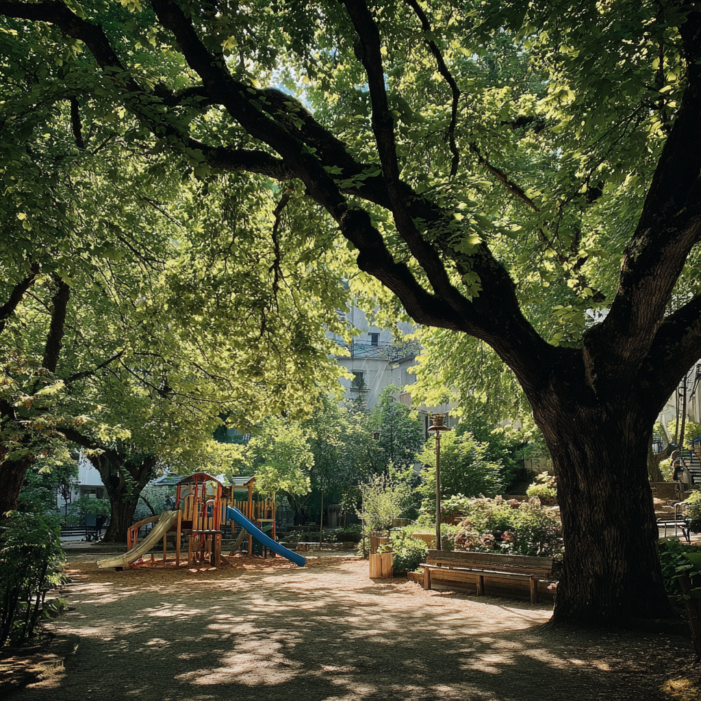 A park with a children's play area | Source: Midjourney