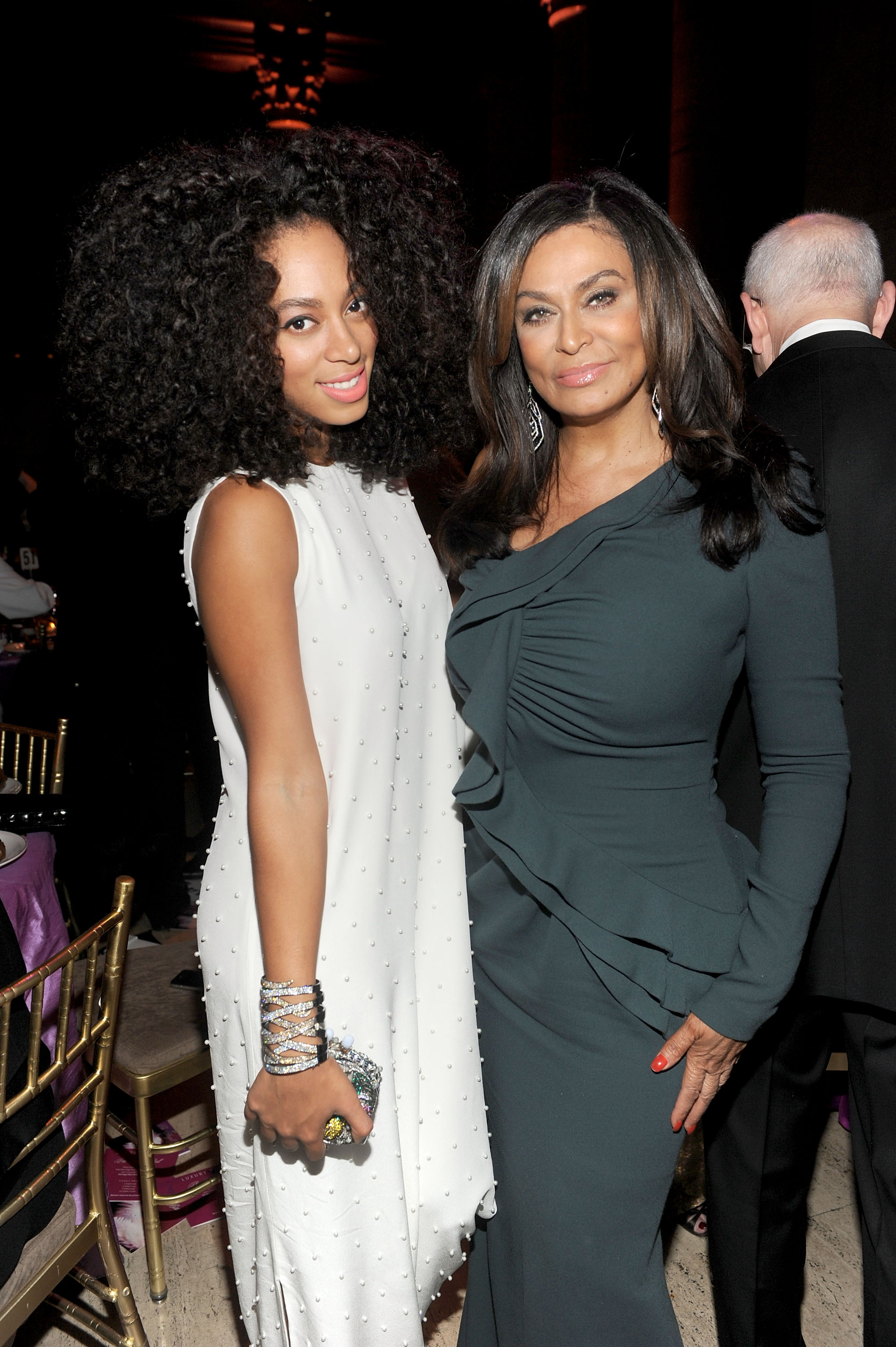 Solange Knowles and Tina Knowles at the Angel Ball hosted by Gabrielle's Angel Foundation for Cancer Research at Cipriani, Wall Street, on October 17, 2011 | Source: Getty Images