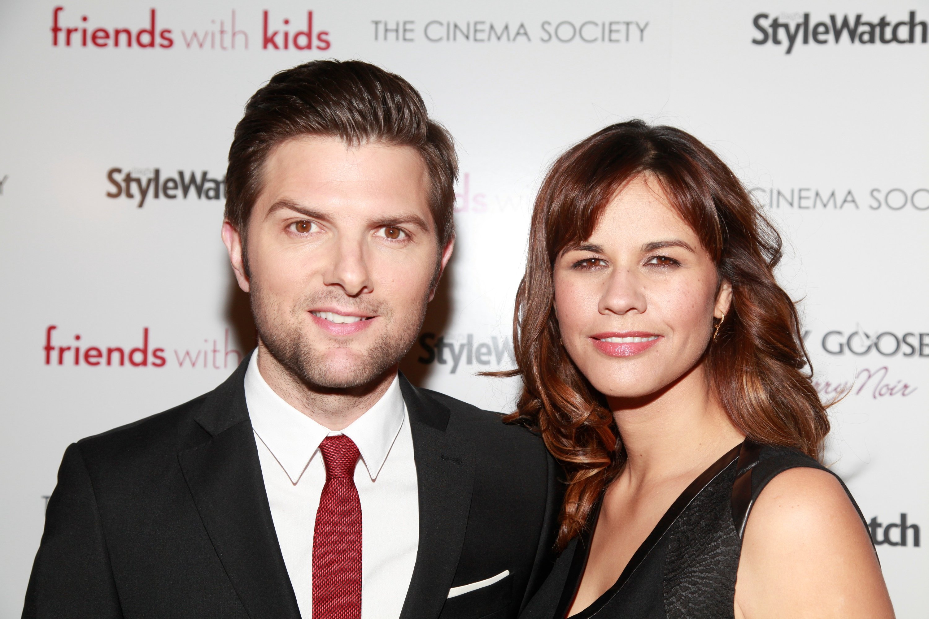 Adam Scott and Naomi Sablan at the SVA Theater screening of "Friends With Kids" on March 5, 2012 in New York City. | Source: Getty Images
