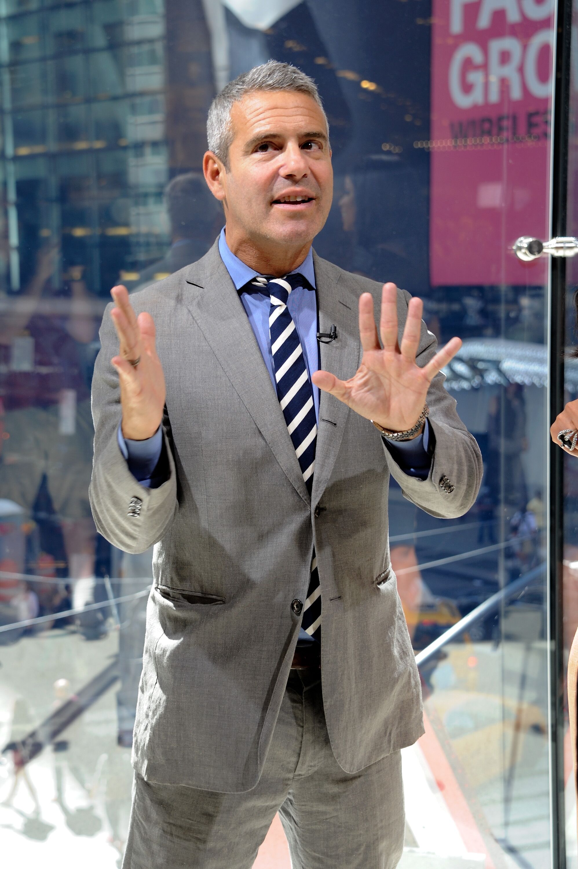 Andy Cohen visits "Extra" at their New York studios at H&M in Times Square  | Getty Images