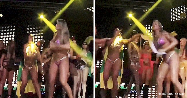 Beauty contest participants start a fight over a fake butt