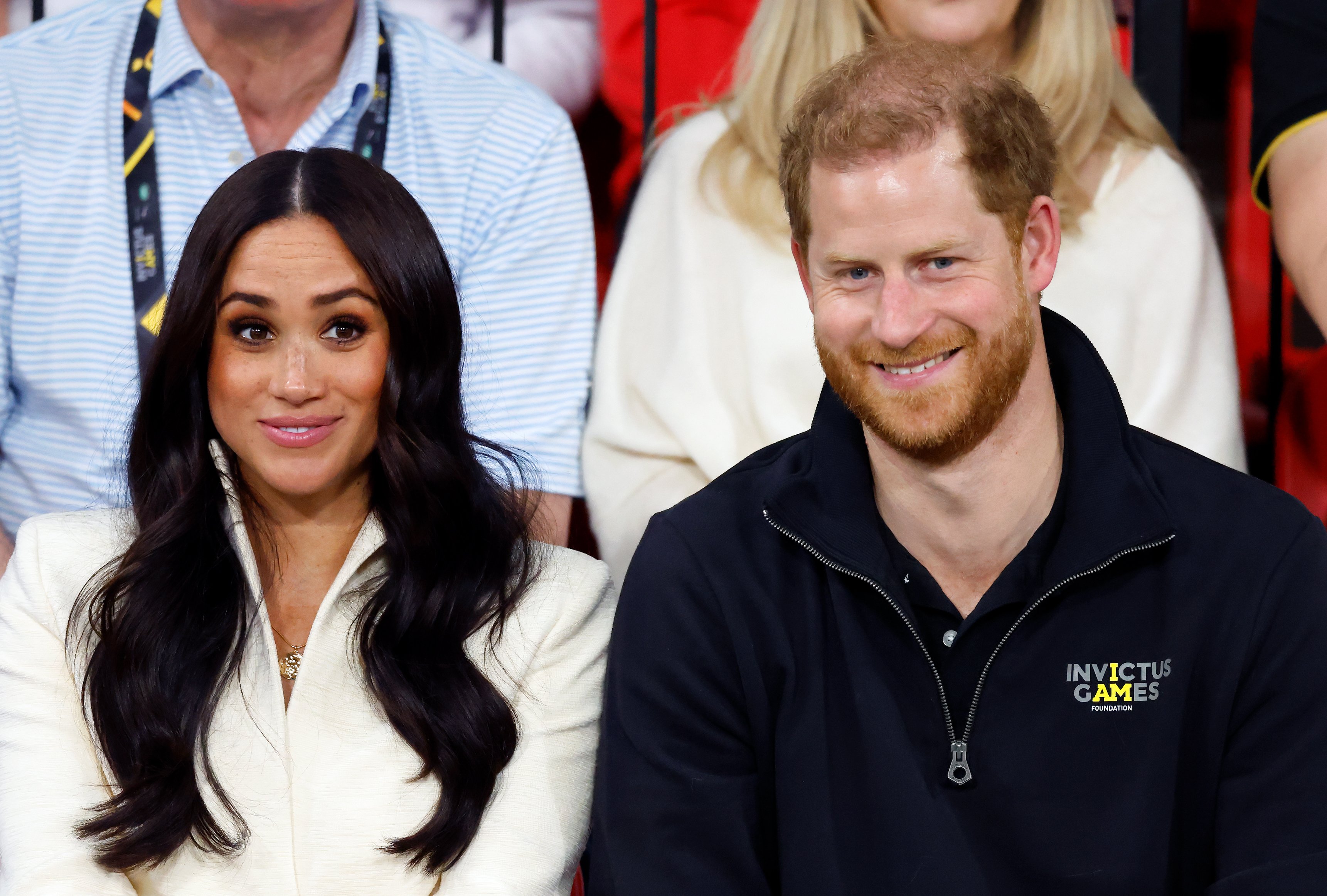 Meghan, Duchess of Sussex and Prince Harry, Duke of Sussex watch the sitting volley ball competition on day 2 of the Invictus Games 2020 at Zuiderpark on April 17, 2022 in The Hague, Netherlands. | Source: Getty Images