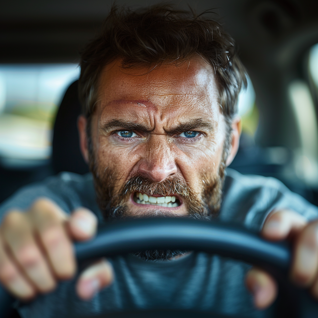 Angry man in the car | Source: Midjourney