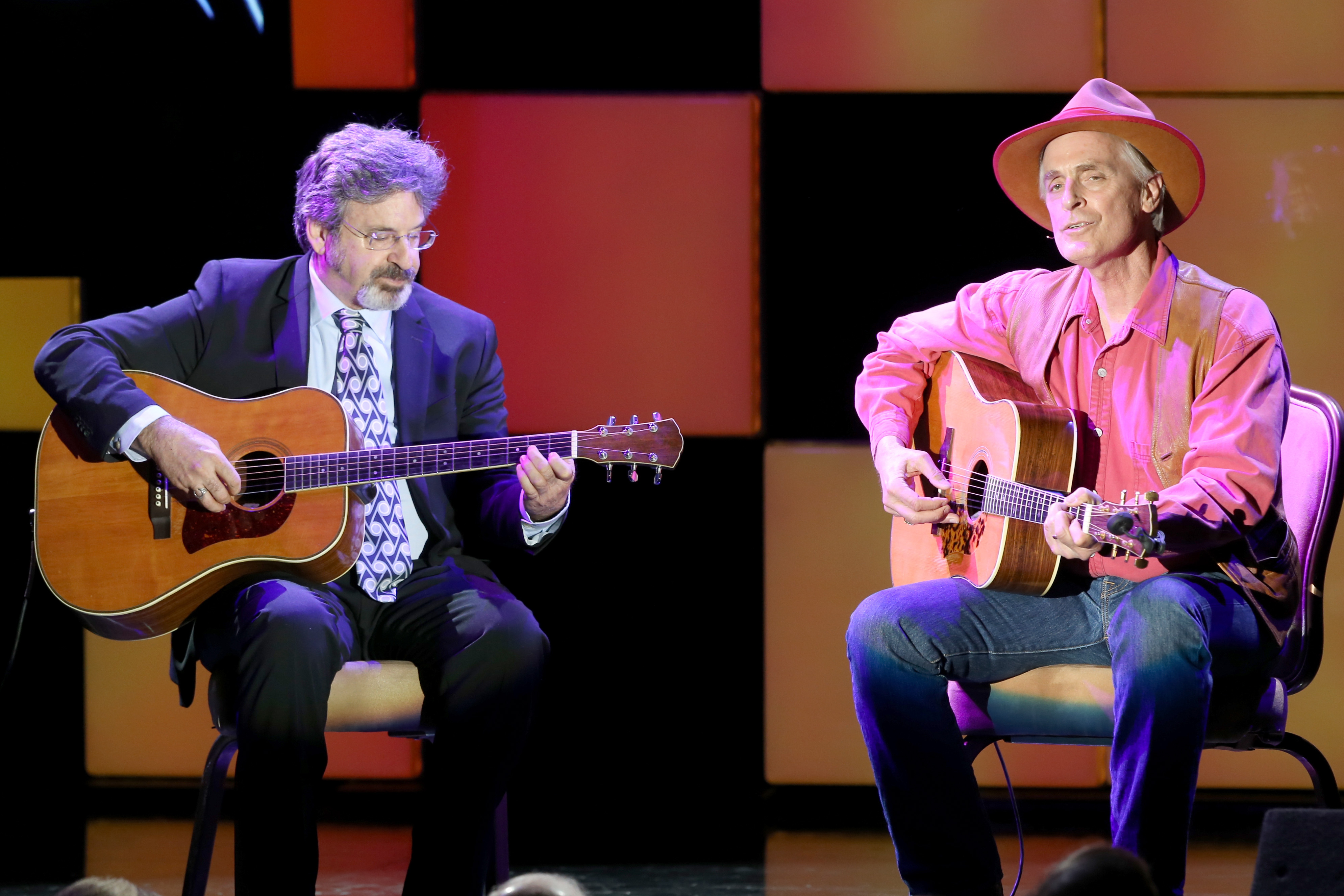 Robert and Keith Carradine perform onstage during the 24th and final "A Night at Sardi's" to benefit the Alzheimer's Association on March 9, 2016 in Beverly Hills, California | Source: Getty Images