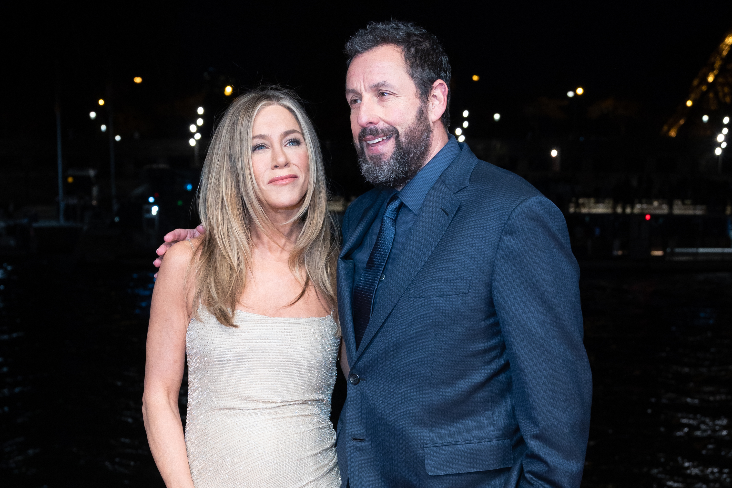 Jennifer Aniston and Adam Sandler in Paris, France on March 16, 2023 | Source: Getty Images