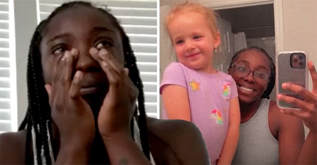 A picture of Lakeyjanay Bailey crying next to a picture of her with her sister Luna. │ Source:  youtube.com/Denver7 – The Denver Channel
