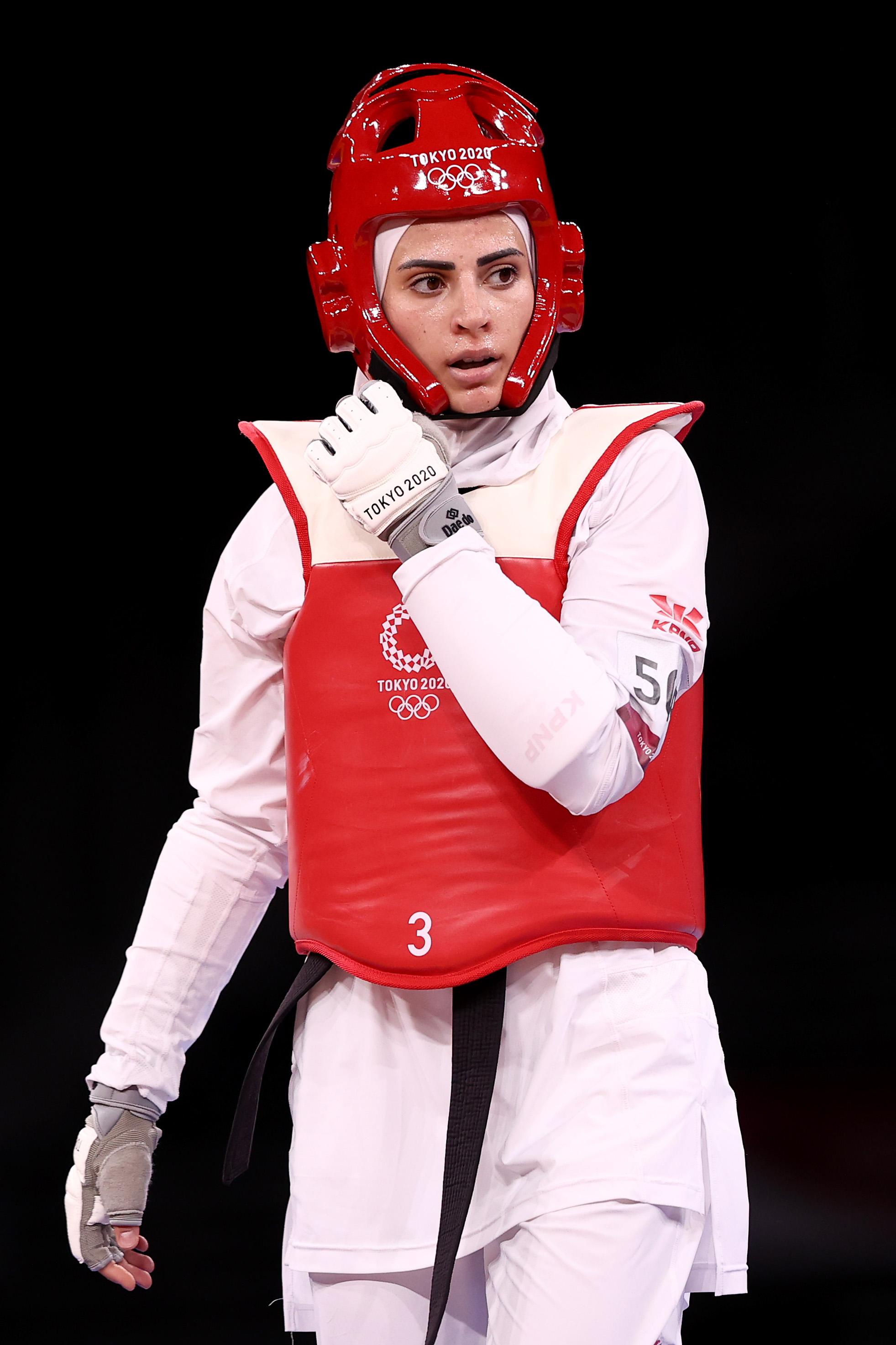 Julyana Al-Sadeq of Team Jordan at the Tokyo 2020 Olympic Games at Makuhari Messe Hall on July 26, 2021 in Chiba, Japan | Source: Getty Images