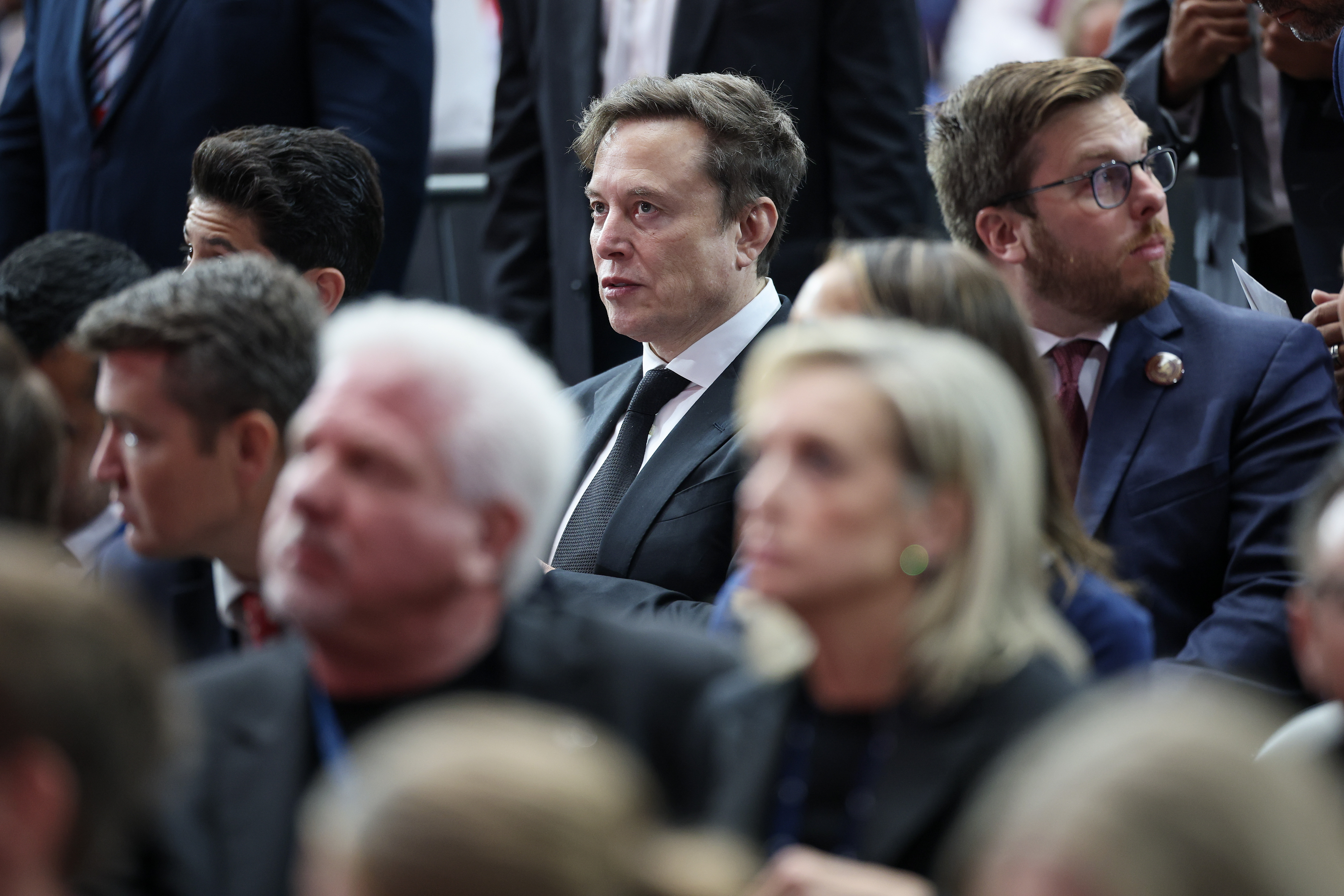 Elon Musk attends the memorial service for Charlie Kirk at State Farm Stadium on September 21, 2025 | Source: Getty Images