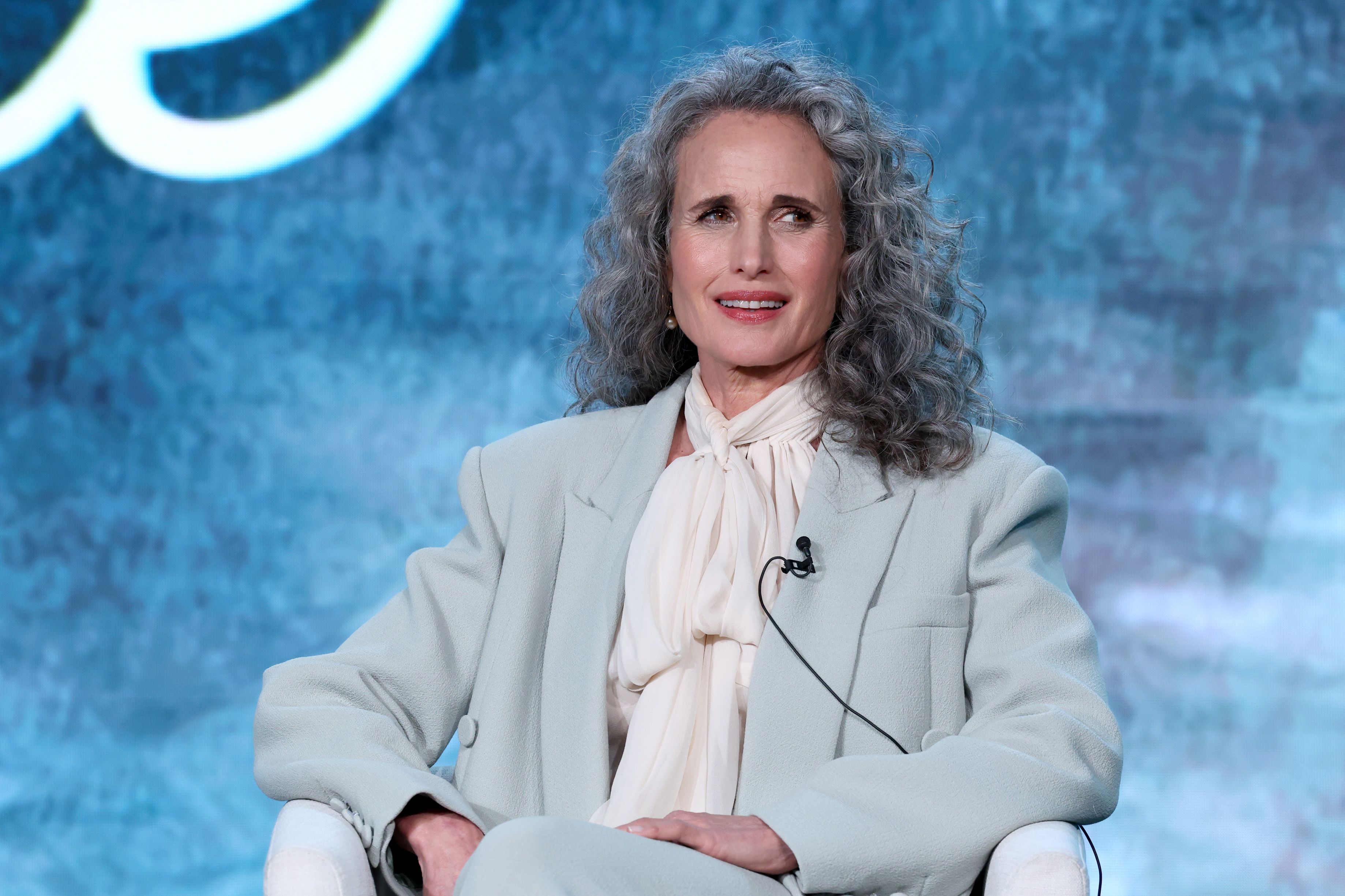 Andie MacDowell speaks onstage during "The Way Home" Panel at the Hallmark Media session of the 2024 TCA Winter Press Tour in Pasadena, California, on February 6, 2024. | Source: Getty Images