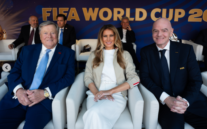 Viktor Knavs was seated beside Melania Trump and FIFA President Gianni Infantino in the VIP suite during the FIFA World Cup Final. | Source: Instagram/firstladyoffice