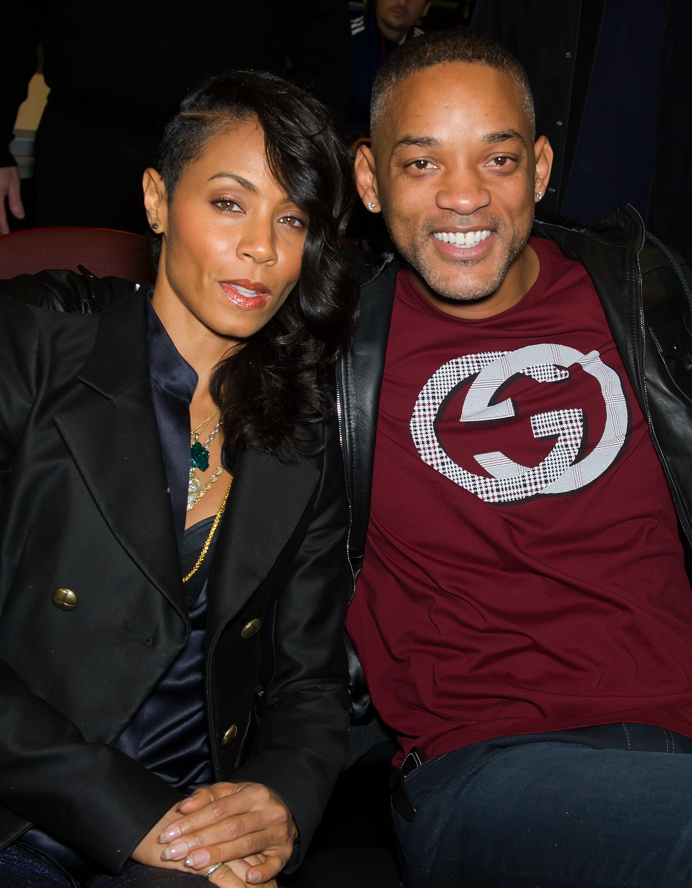 Will Smith and Jada Pinkett-Smith watching a Philadelphia 76ers game in January 2012. | Photo: Getty Images