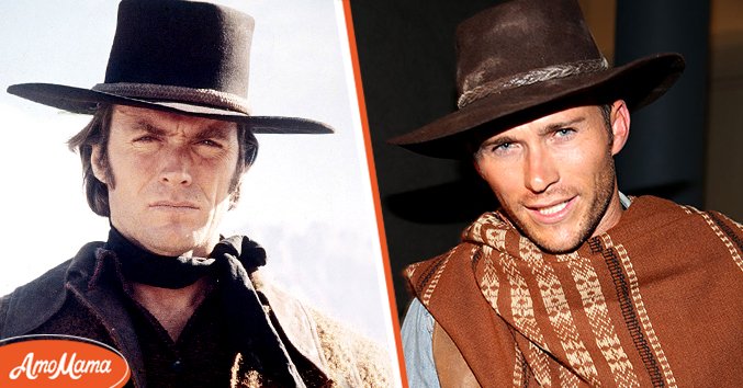 Clint Eastwood wearing a cowboy hat in a publicity portrait issued for the film, "Pale Rider," in 1985. [Left] | Scott Eastwood attends Hilarity for Charity's 5th Annual Los Angeles Variety Show on October 15, 2016  [Right] | Photo: Getty Images