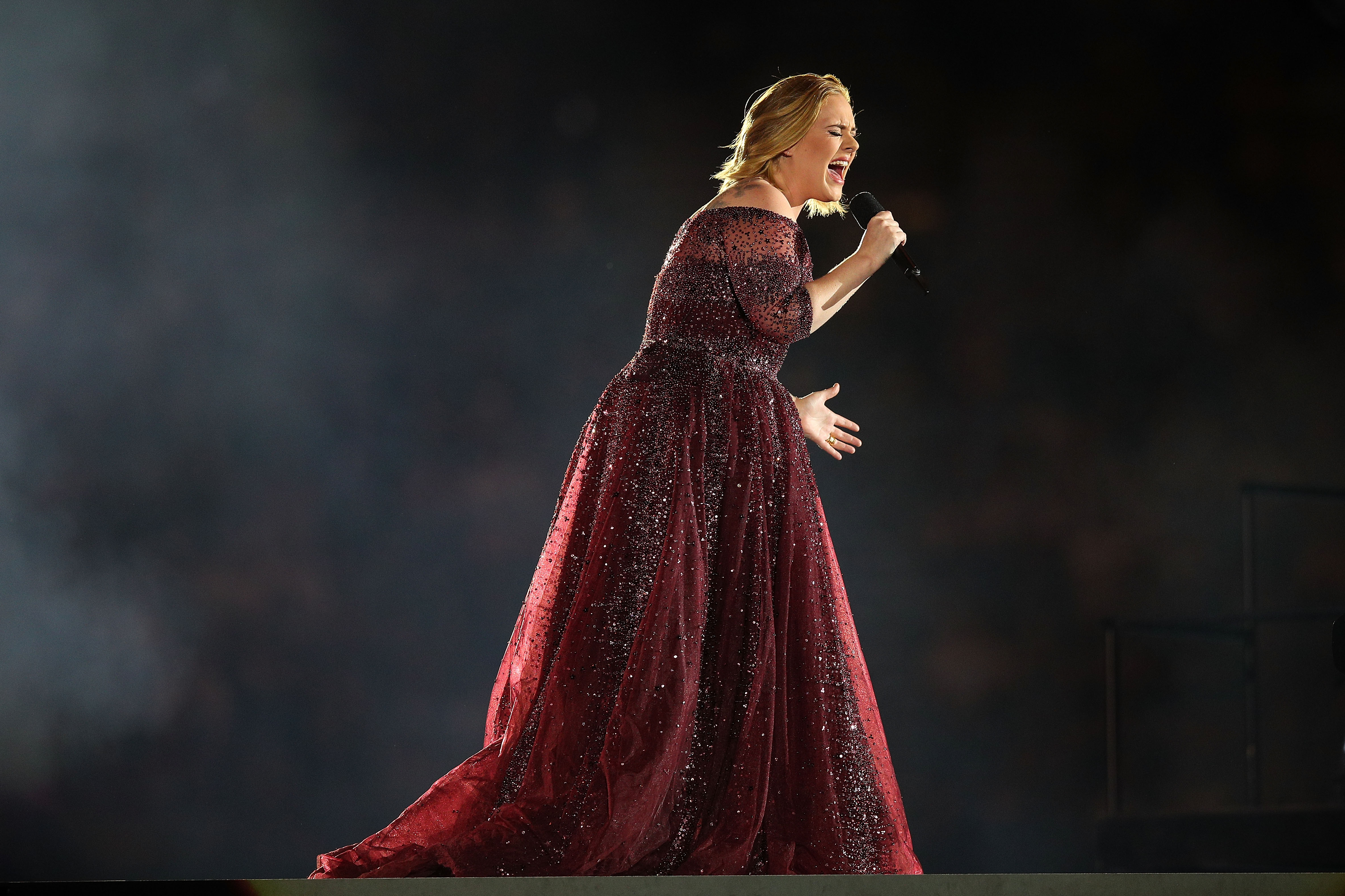 Adele performing at Etihad Stadium on March 18, 2017, in Melbourne, Australia. | Source: Getty Images