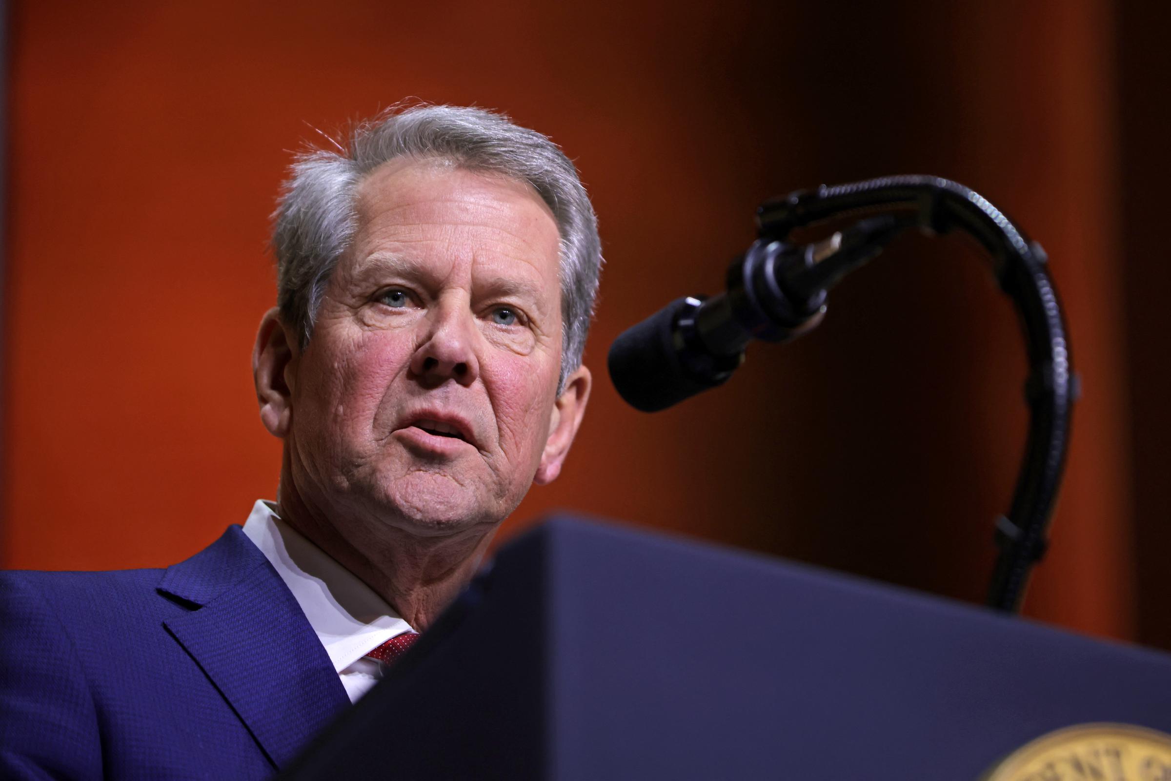 Brian Kemp, Governor of Georgia, speaks during a meeting of the Republican Governors Association in Washington, DC, on February 20, 2025 | Source: Getty Images