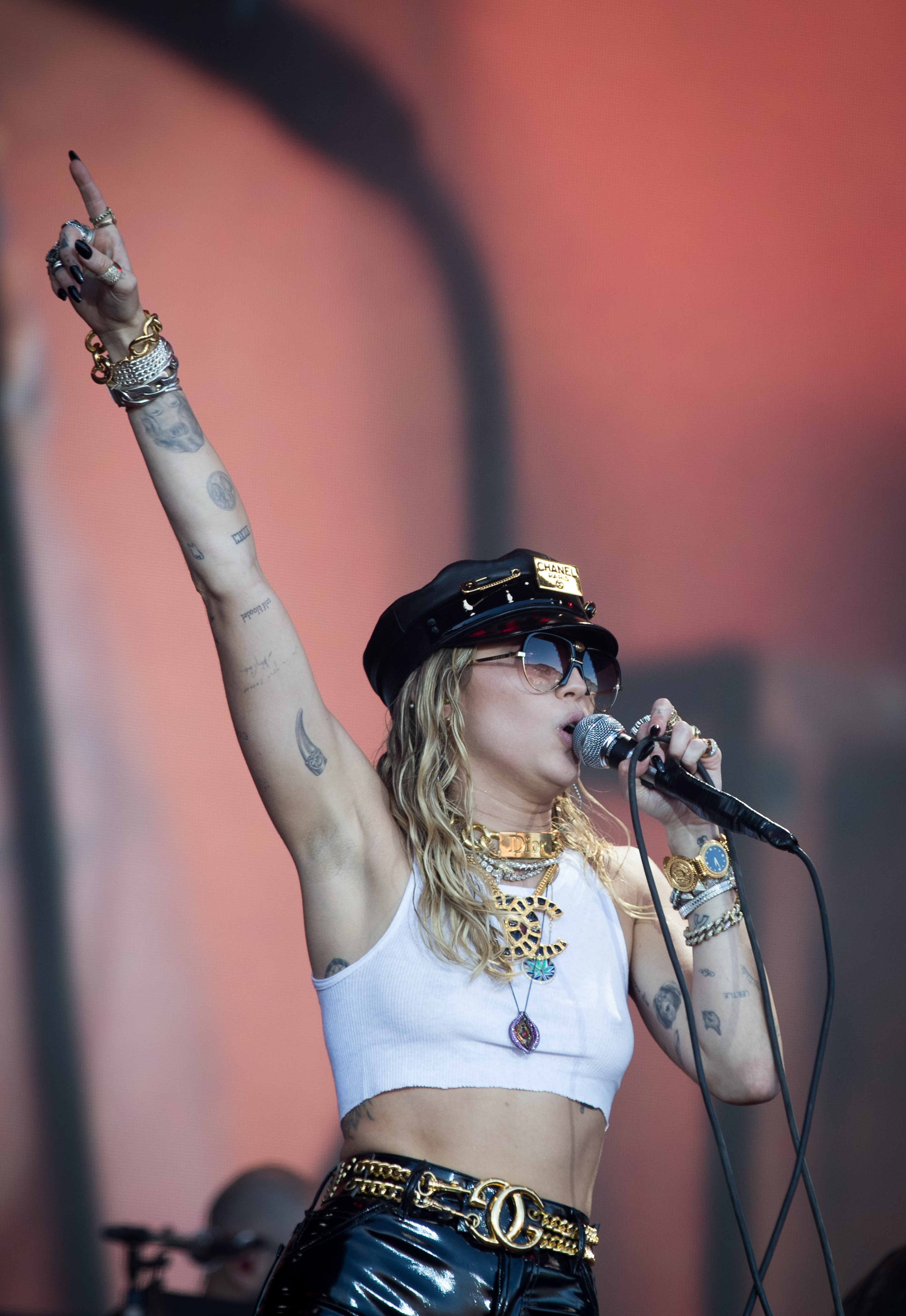 Miley Ray Cyrus performs live on the Pyramid stage during the 2019 Glastonbury Festival at Worthy Farm, Pilton on June 30, 2019 in Glastonbury, England | Source: Getty Images