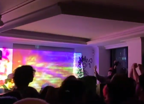 This was the apartment before the jewel tones and designer furniture — and Sophia's party was clearly anything but quiet. Christopher said a gathering with "a few friends" turned into a rave complete with spray paint and people hanging over the balconies. | Source: Instagram/sophiaemeloni
