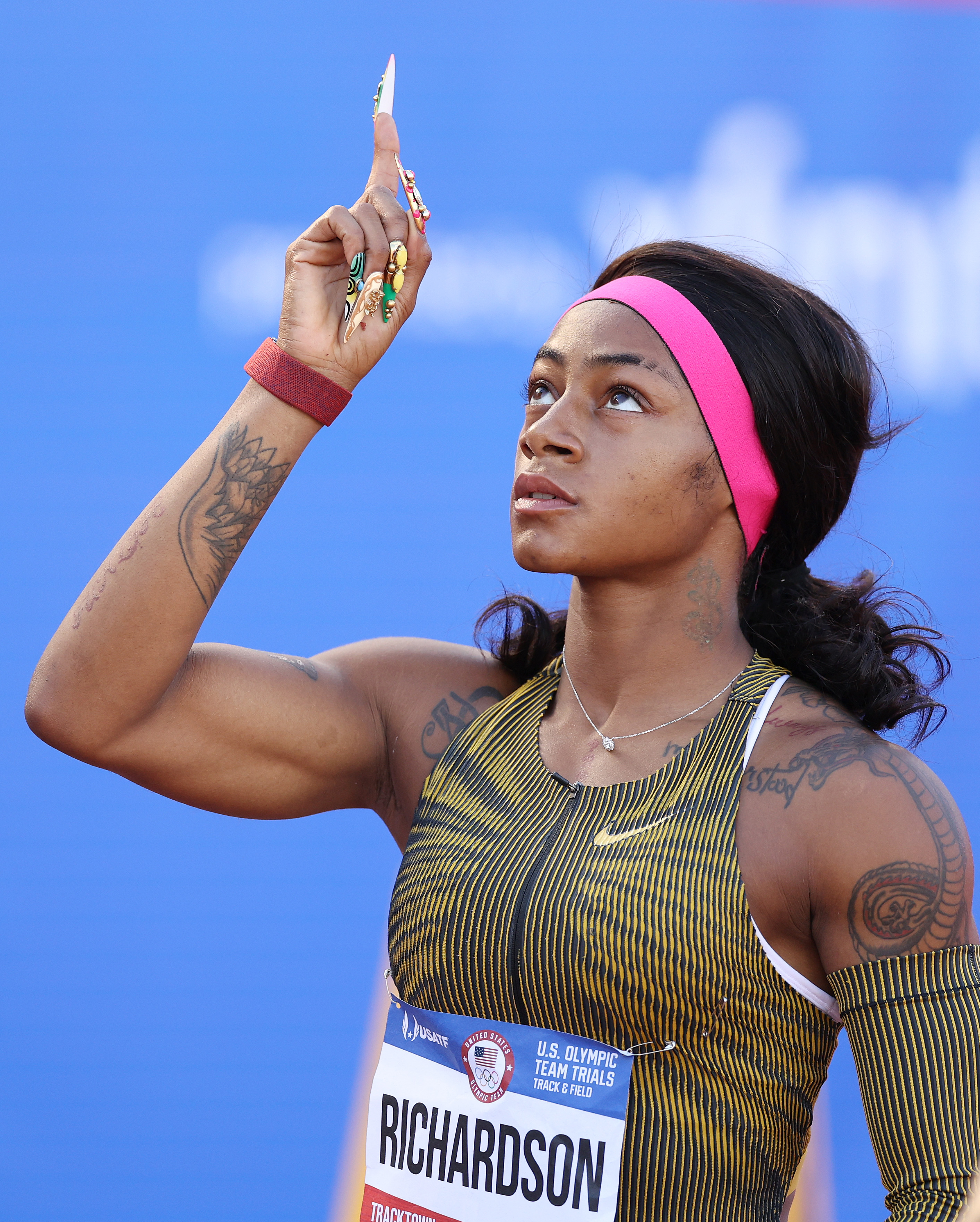 ShaCarri Richardson ahead of competing in the Womens 100-meter Semifinal on day two of the 2024 U.S. Olympic Team Track and Field Trials on June 22, 2024, in Eugene, Oregon. | Source: Getty Images