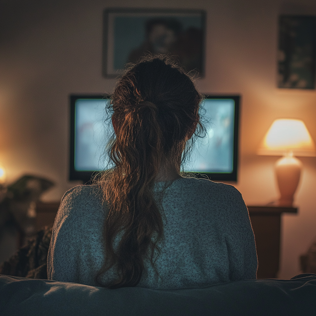 Woman watching TV | Source: Midjourney