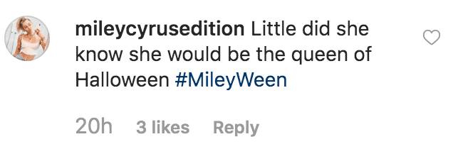 Fan gushing over how adorable Miley Cyrus looked she looked as young girl in her Halloween costume | Source: instagram.com/mileycyrus