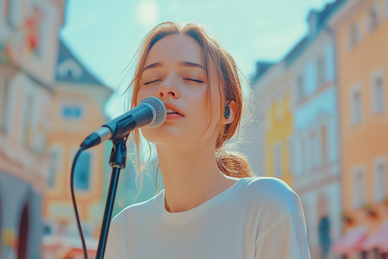 A woman singing a song | Source: Midjourney