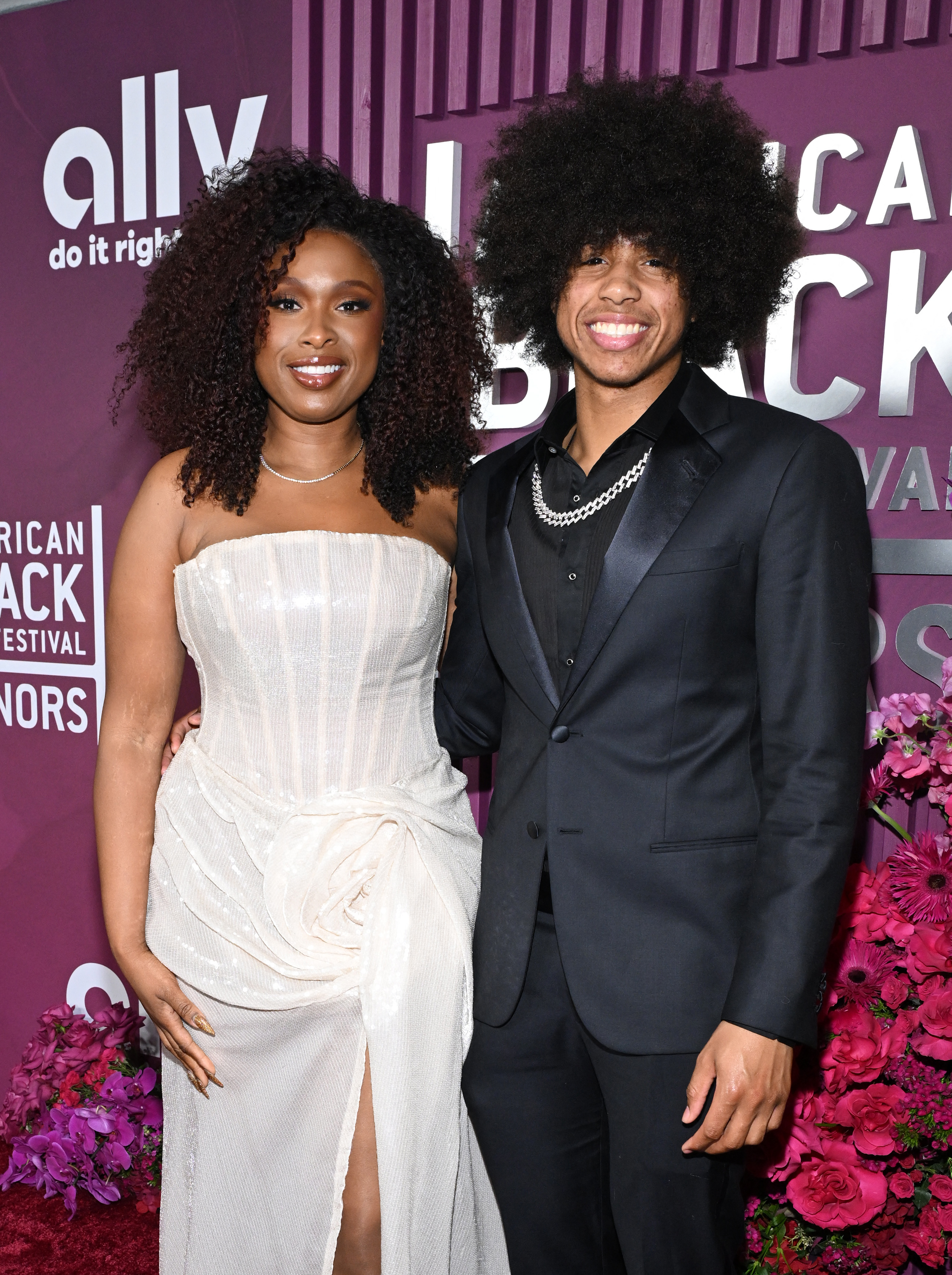 Jennifer Hudson and son David Daniel Otunga Jr. attend the American Black Film Festival Honors at the SLS Hotel in Los Angeles, February 16, 2026. | Source: Getty Images