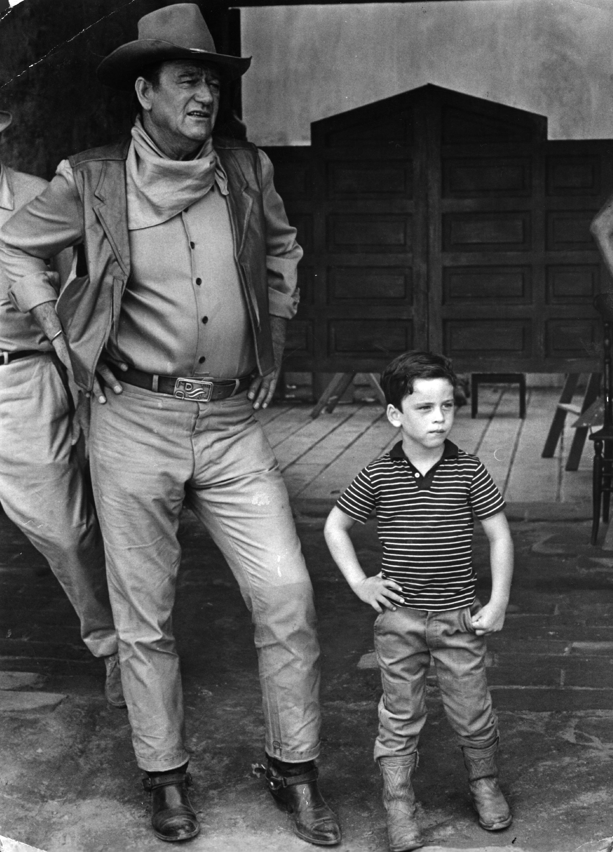 John Wayne and his son on location in Mexico for the filming of "War Wagon." | Source: Getty Images