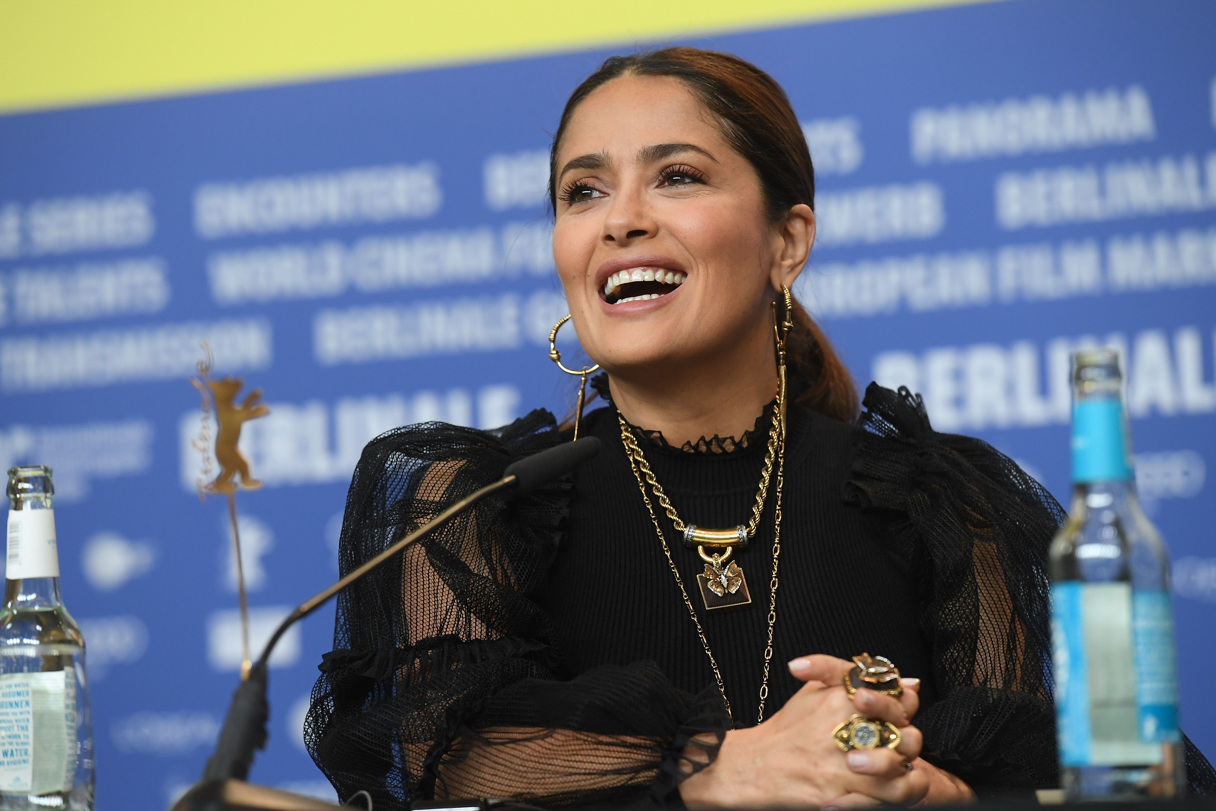 Salma Hayek at the "The Roads Not Taken" press conference during the 70th Berlinale International Film Festival Berlin at Grand Hyatt Hotel on February 26, 2020 | Photo: Getty Images