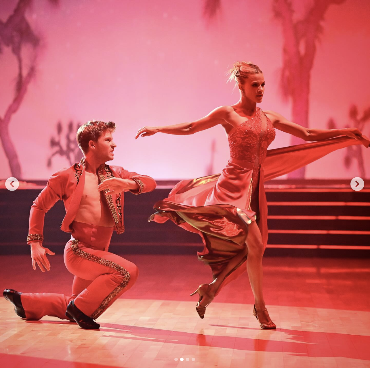 Robert Irwin and Witney Carson are seen performing onstage, in a photo shared on November 4, 2025 | Source: Instagram/dancingwiththestars