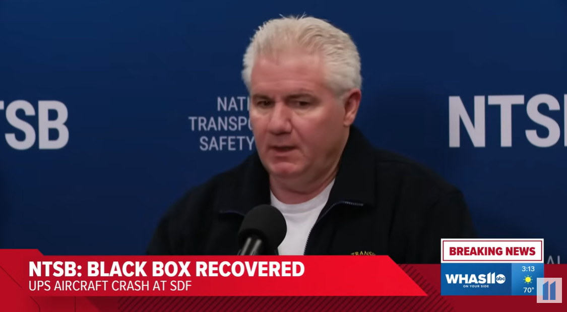 Todd Inman confirms recovery of the aircraft's black boxes following the deadly crash at Louisville's airport, as posted on November 6, 2025 | Source: YouTube/WHAS11News