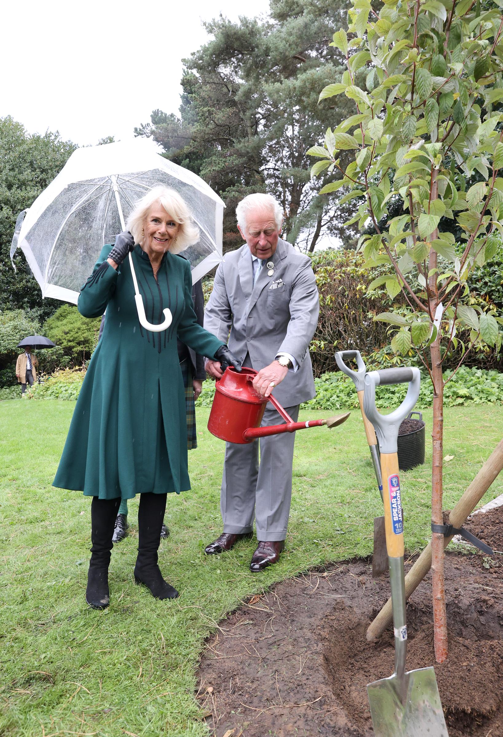 Queen Camilla and King Charles III planted a tree at the Royal Botanic Garden Edinburgh in Edinburgh, Scotland, to celebrate its 350th anniversary on October 1, 2021. | Source: Getty Images