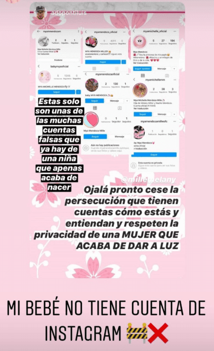 Melany Mille denuncia cuentas falsas a nombre de su hija | Foto: instagram.com/stories/millemelany Melany Mille denuncia cuentas falsas a nombre de su hija | Foto: instagram.com/stories/millemelany