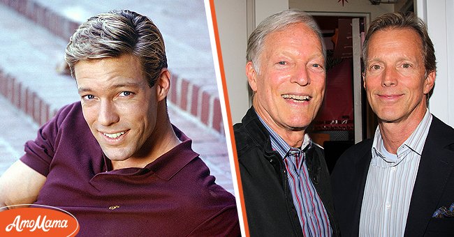 [Left] American film and television actor Richard Chamberlain, circa 1960; [Right] American film and television actor Richard Chamberlain with his partner Martin Rabbett. | Source: Getty Images