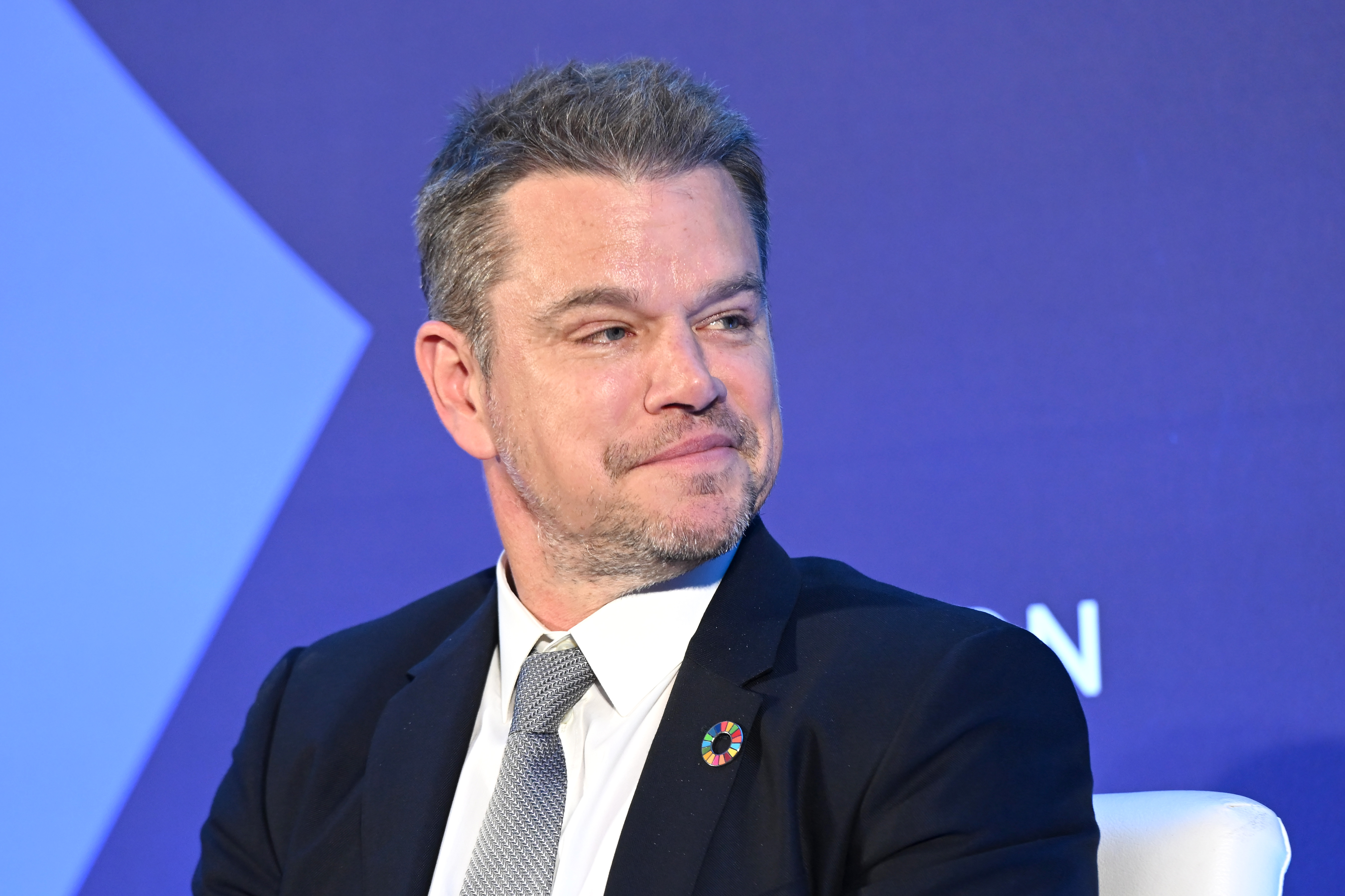 Matt Damon at the session "Shifting the Power: How New Philanthropic Approaches Can Transform the World of Social Impact" at New York Hilton Midtown on September 19, 2023 in New York City. | Source: Getty Images