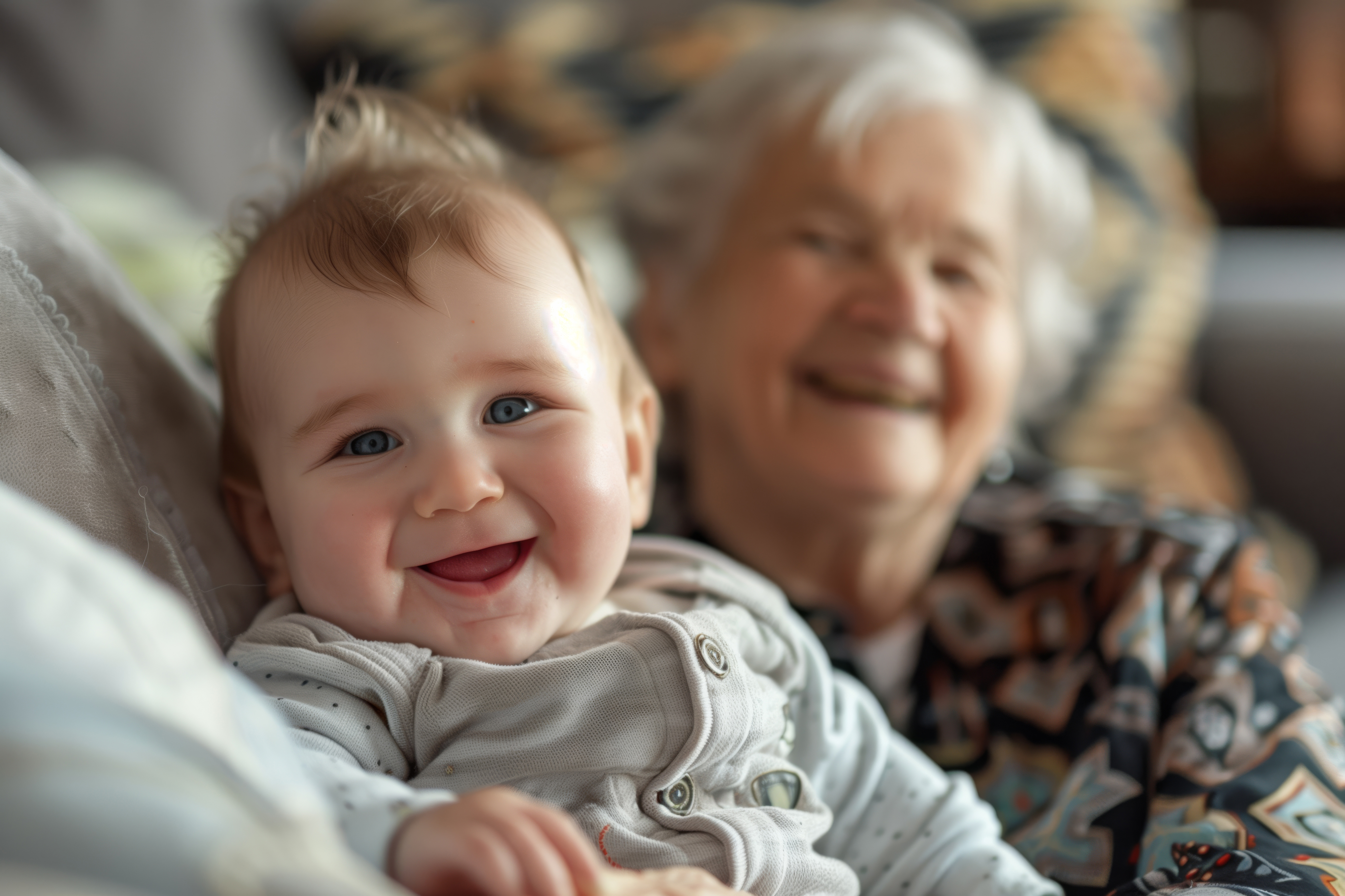 A senior woman and  a baby smiling | Source: Freepik
